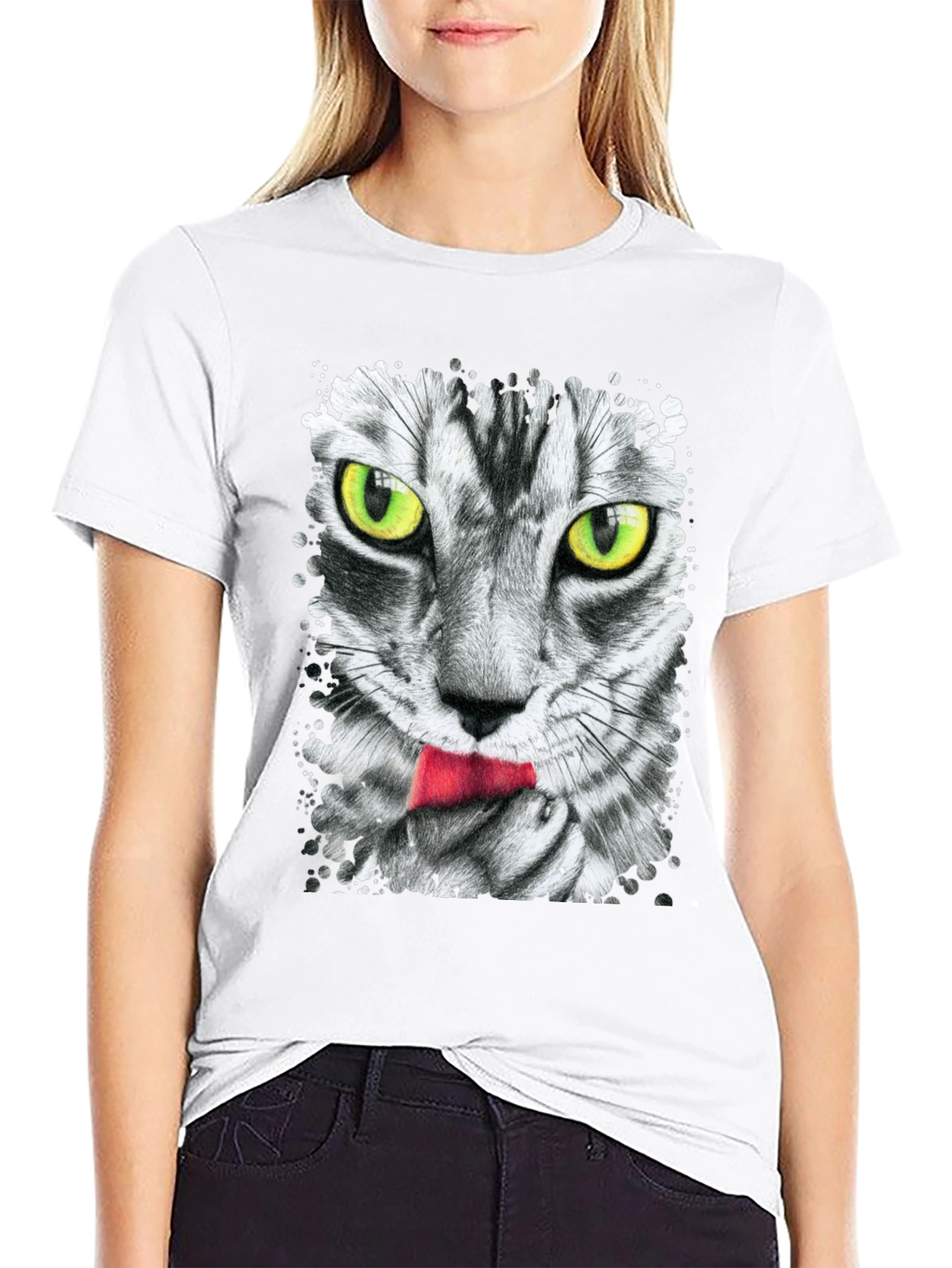 Black Cool Cat Tongue T-Shirt view 9