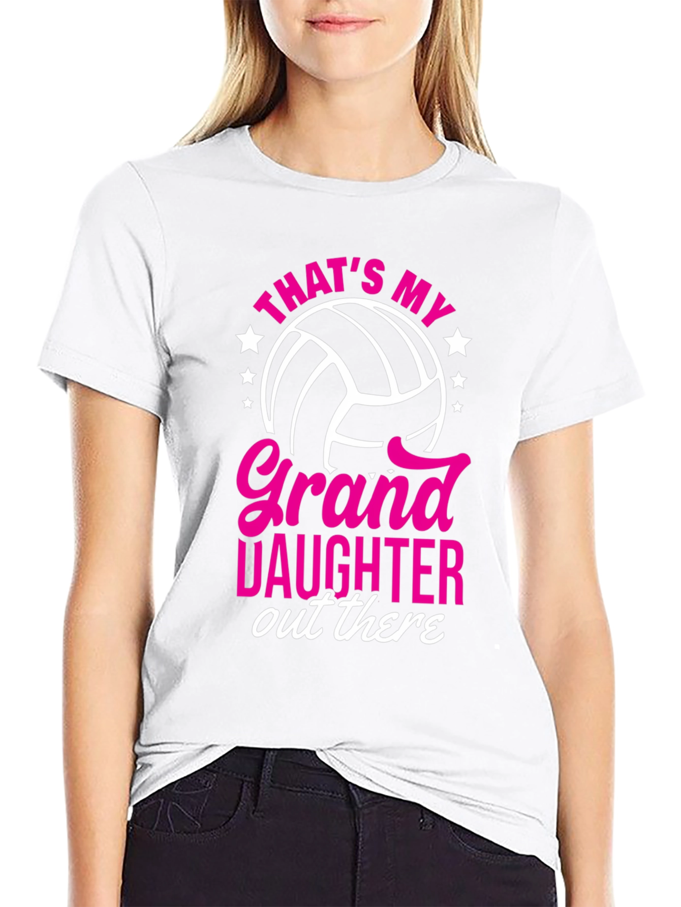 Black Granddaughter Volleyball Fan T-Shirt view 9