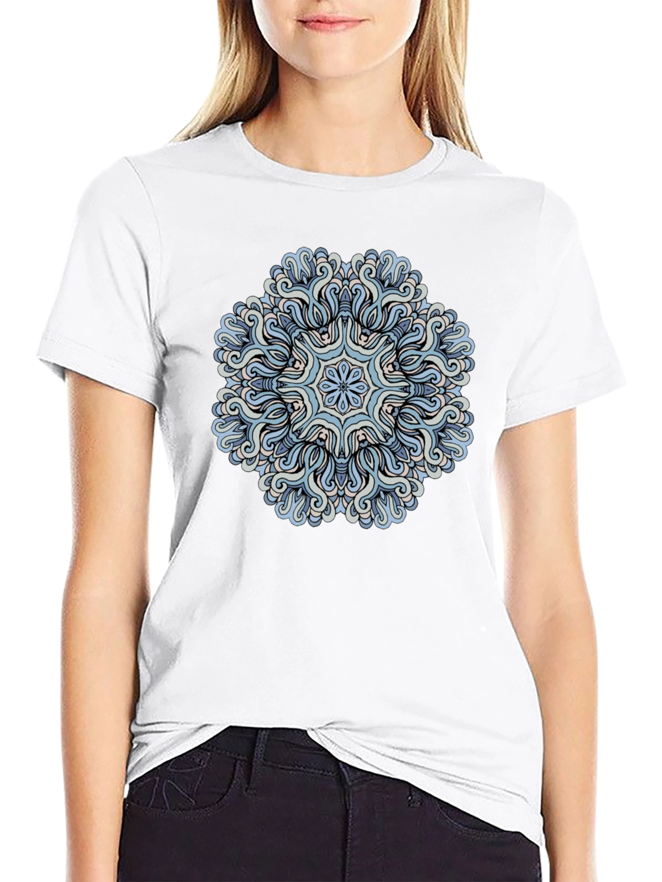 Black Blue Mandala Graphic Tee - Men's Black T-Shirt view 9