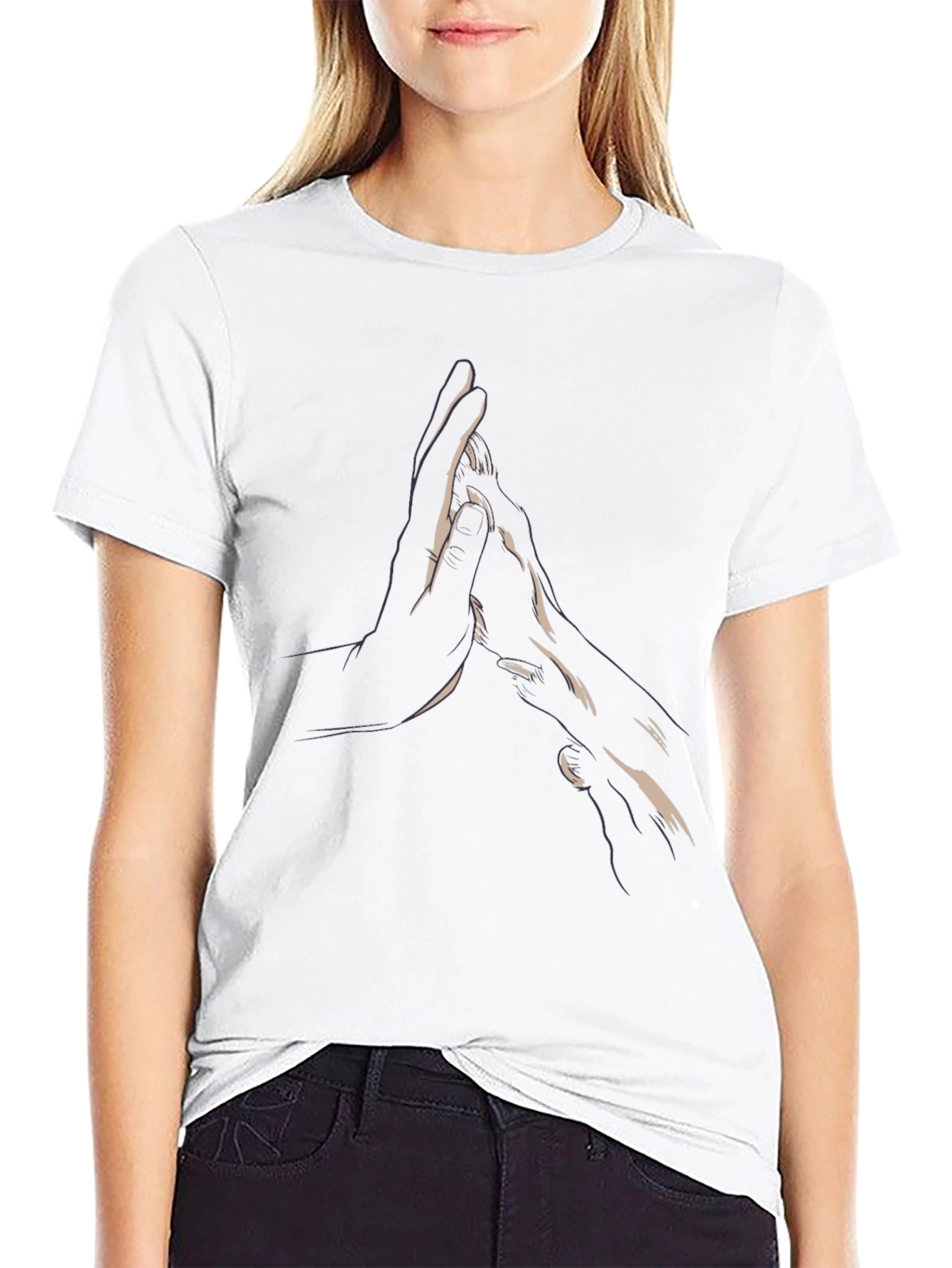Black Minimalist Hands Graphic Black Tee view 9