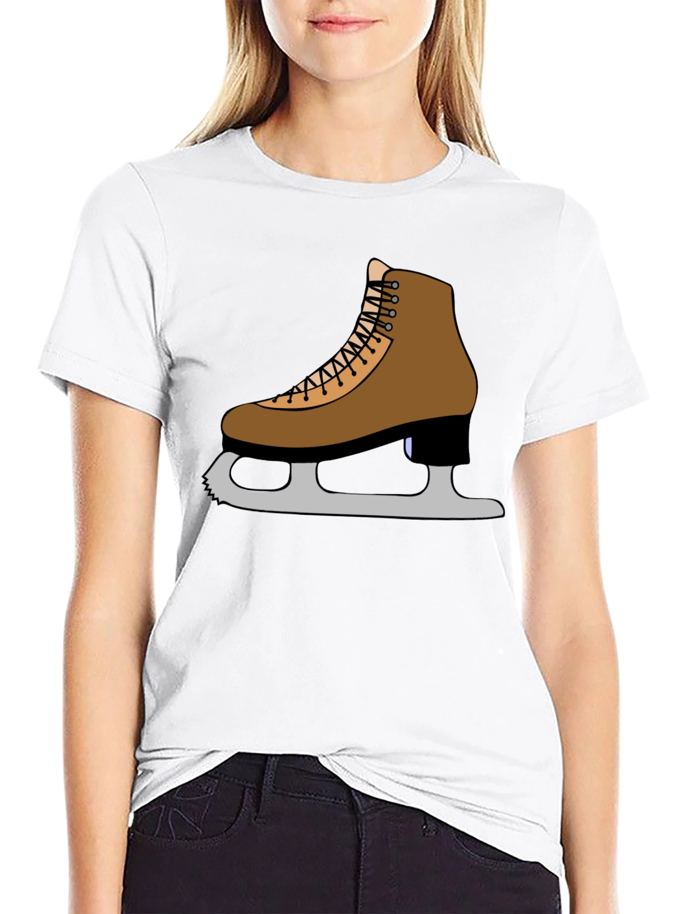 Black Figure Skate T-Shirt: Ice Skating Apparel view 9