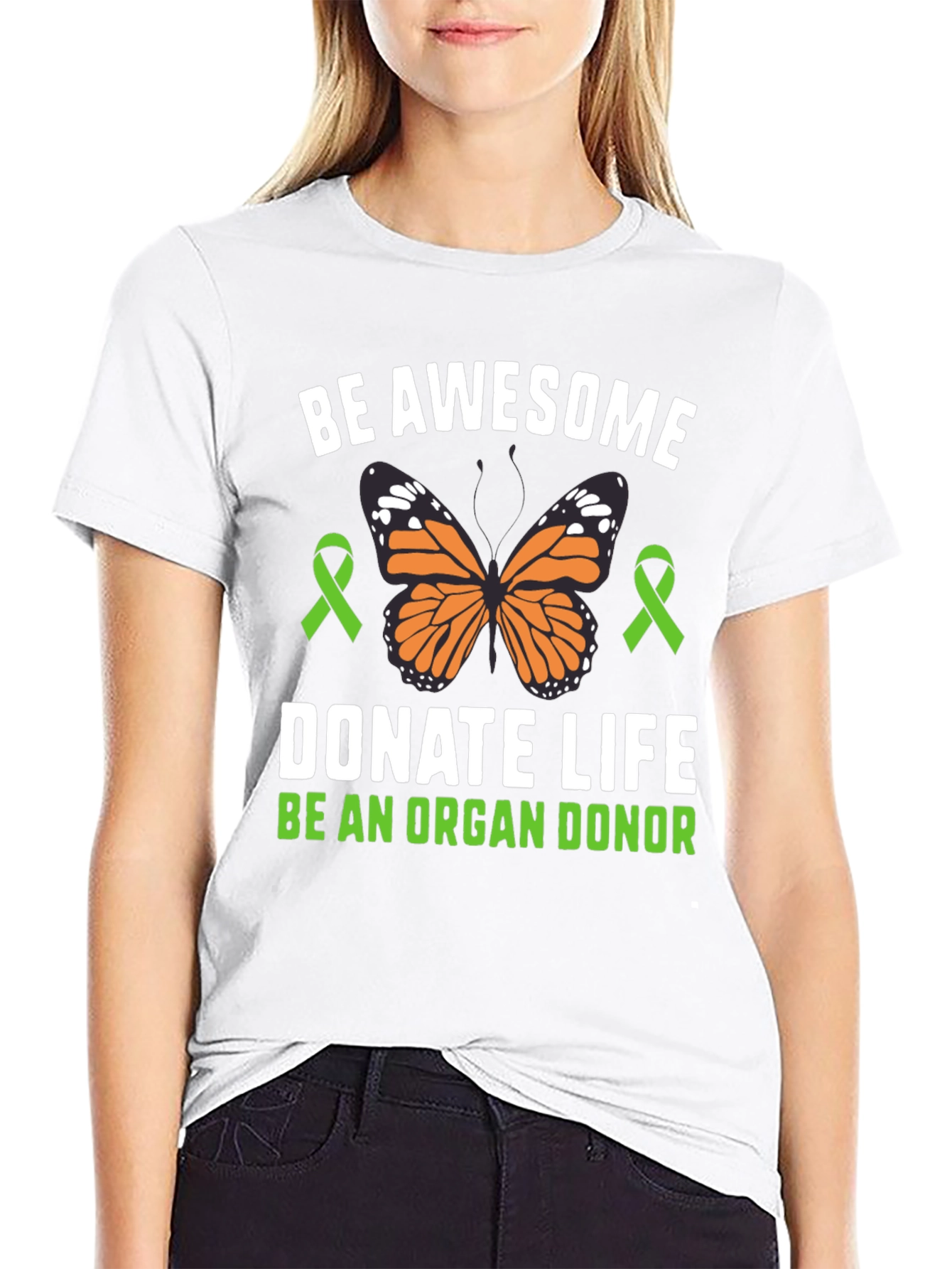 Black Be Awesome Donate Life T-Shirt Organ Donor Awareness view 9