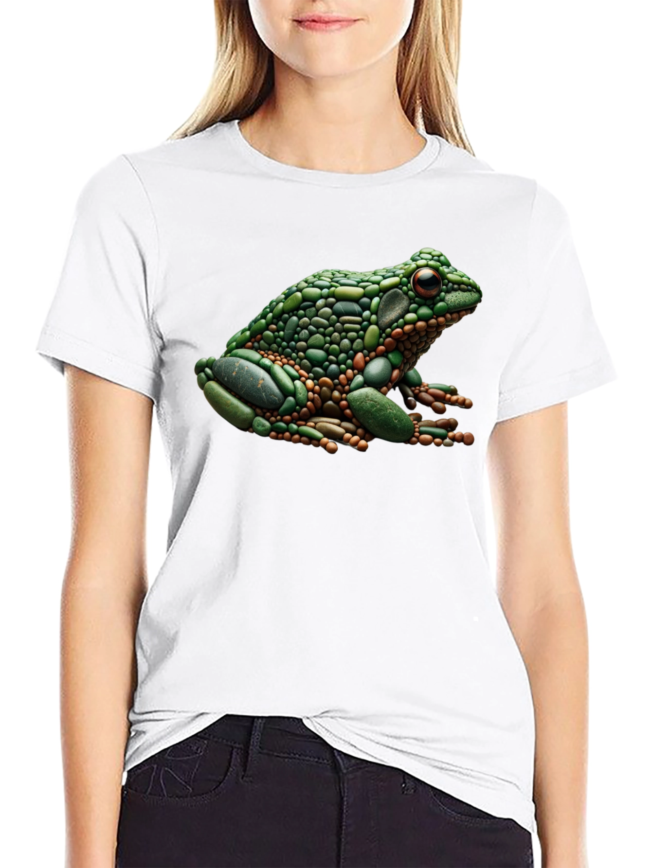 Black Frog Pebble Art Black T-Shirt view 9