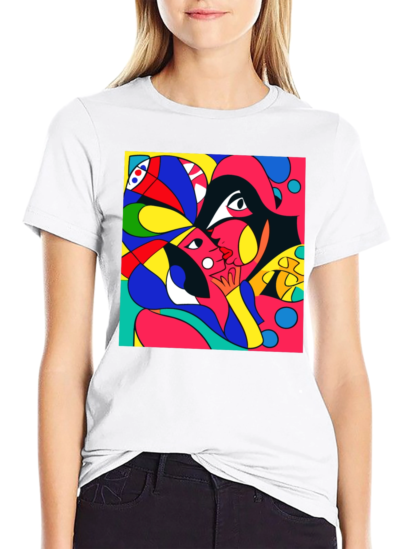 Black Abstract Art Graphic Tee - Modern Casual Style view 9