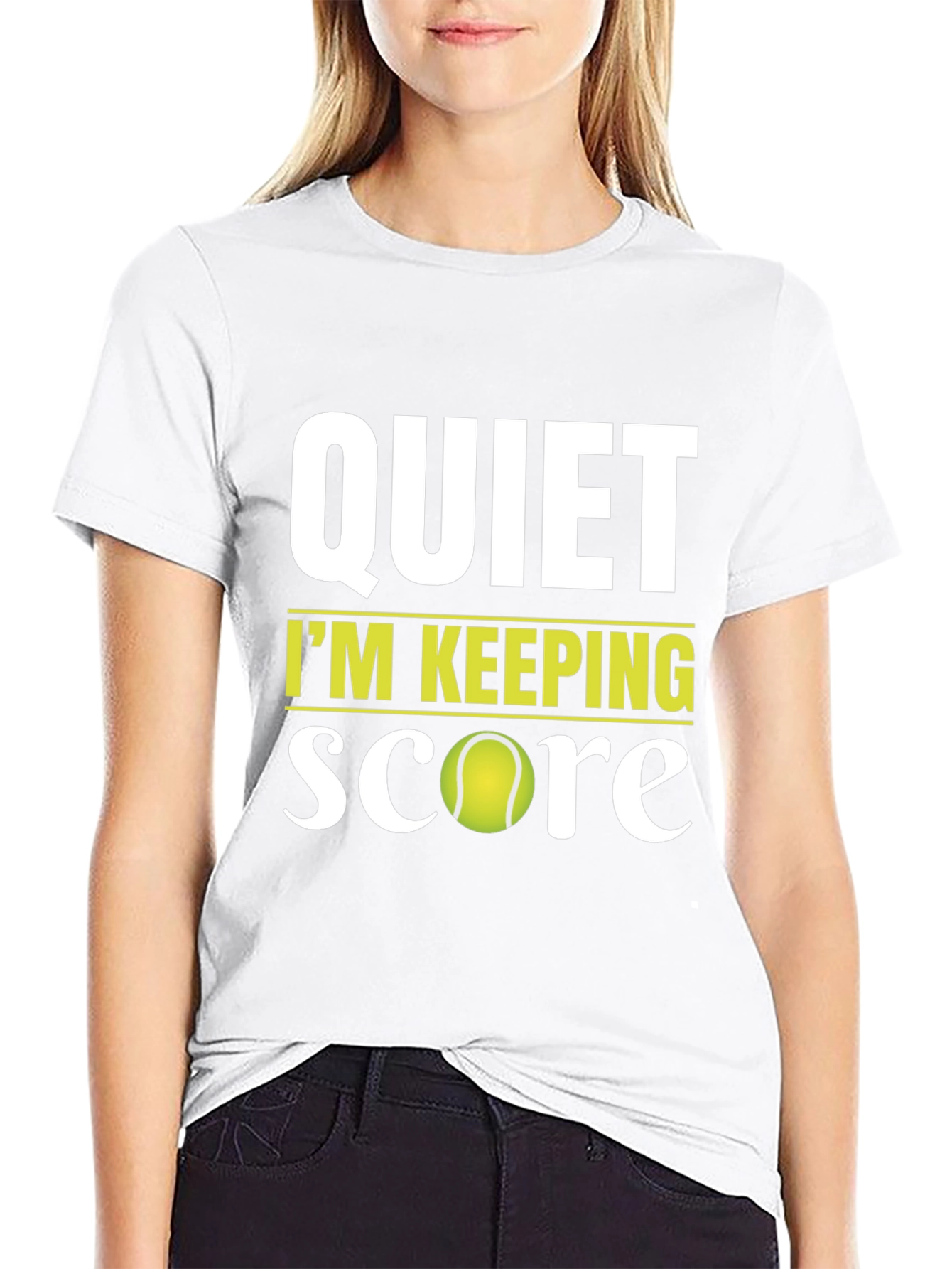 Black Quiet I'm Keeping Score Tennis T-Shirt view 9