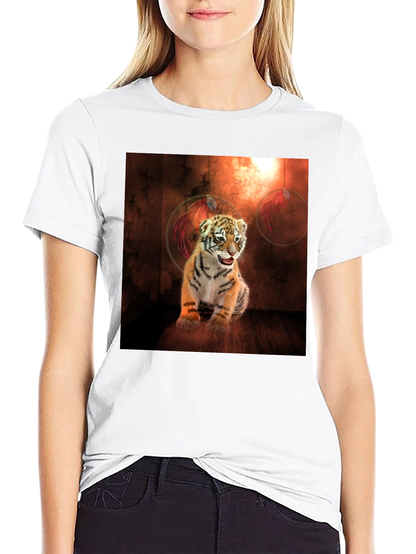 Black Tiger Cub Graphic Tee - Black Cotton Blend view 9