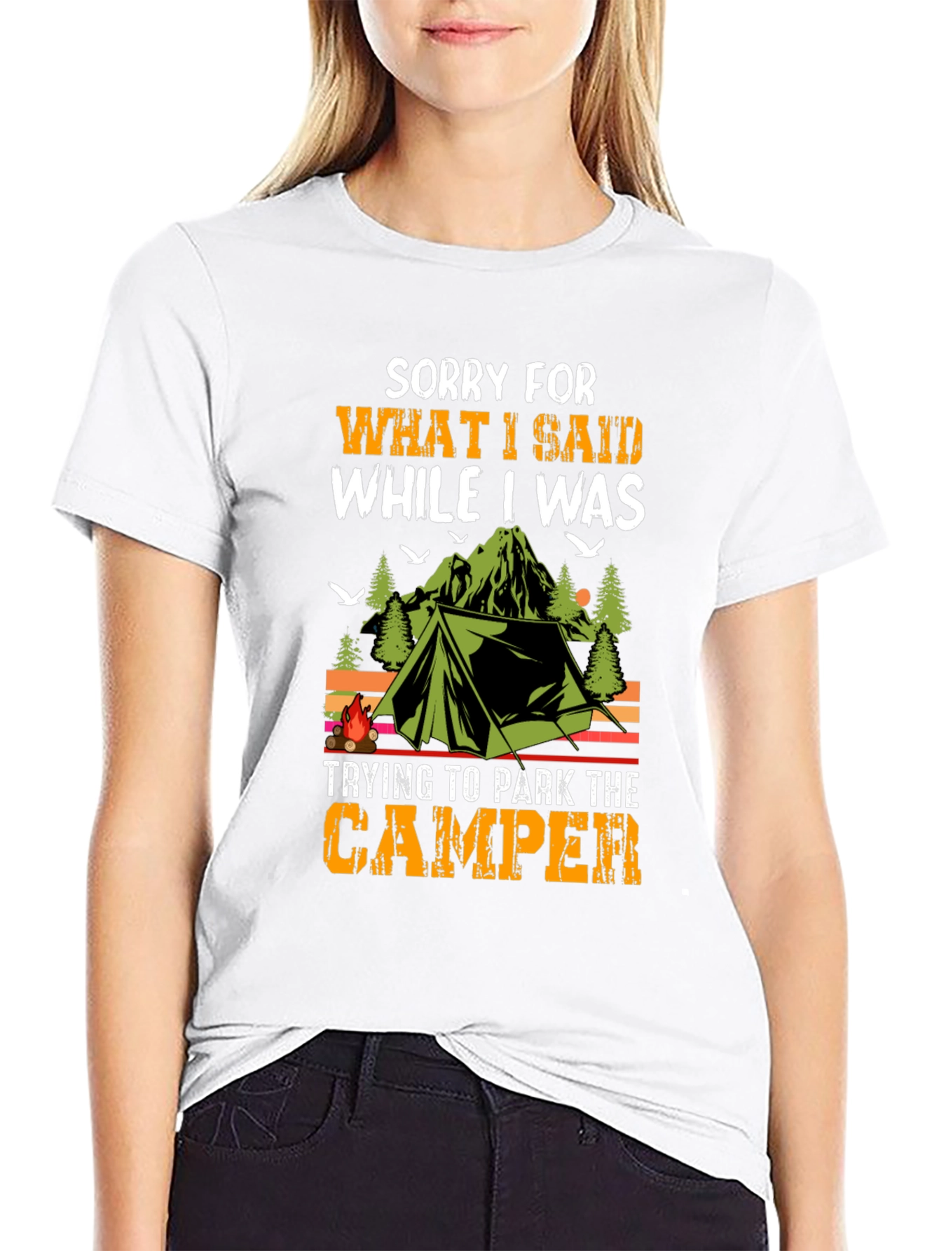 Black Sorry What I Said Camper T-Shirt view 9