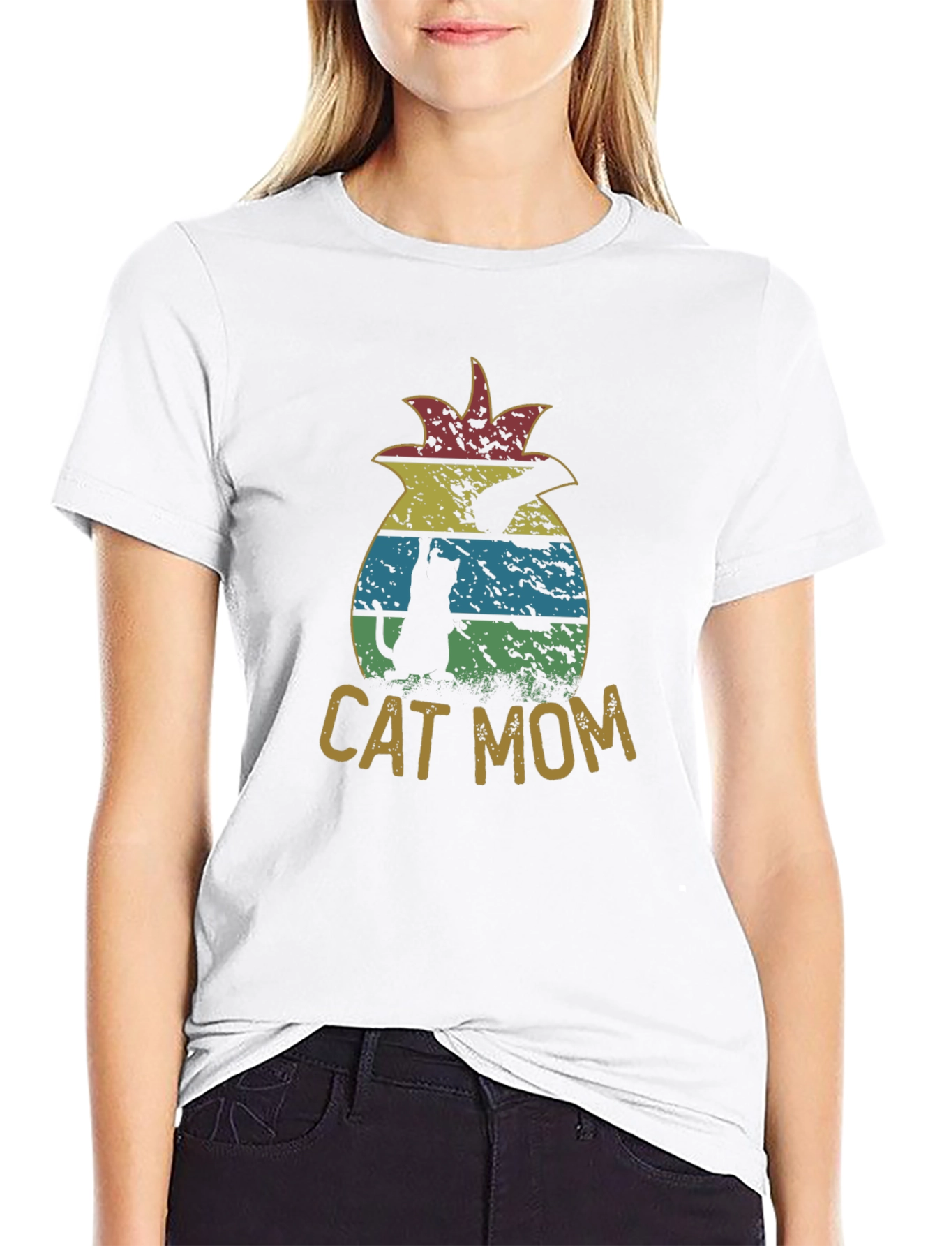 Black Cat Mom Pineapple Graphic T-Shirt - Unisex view 9