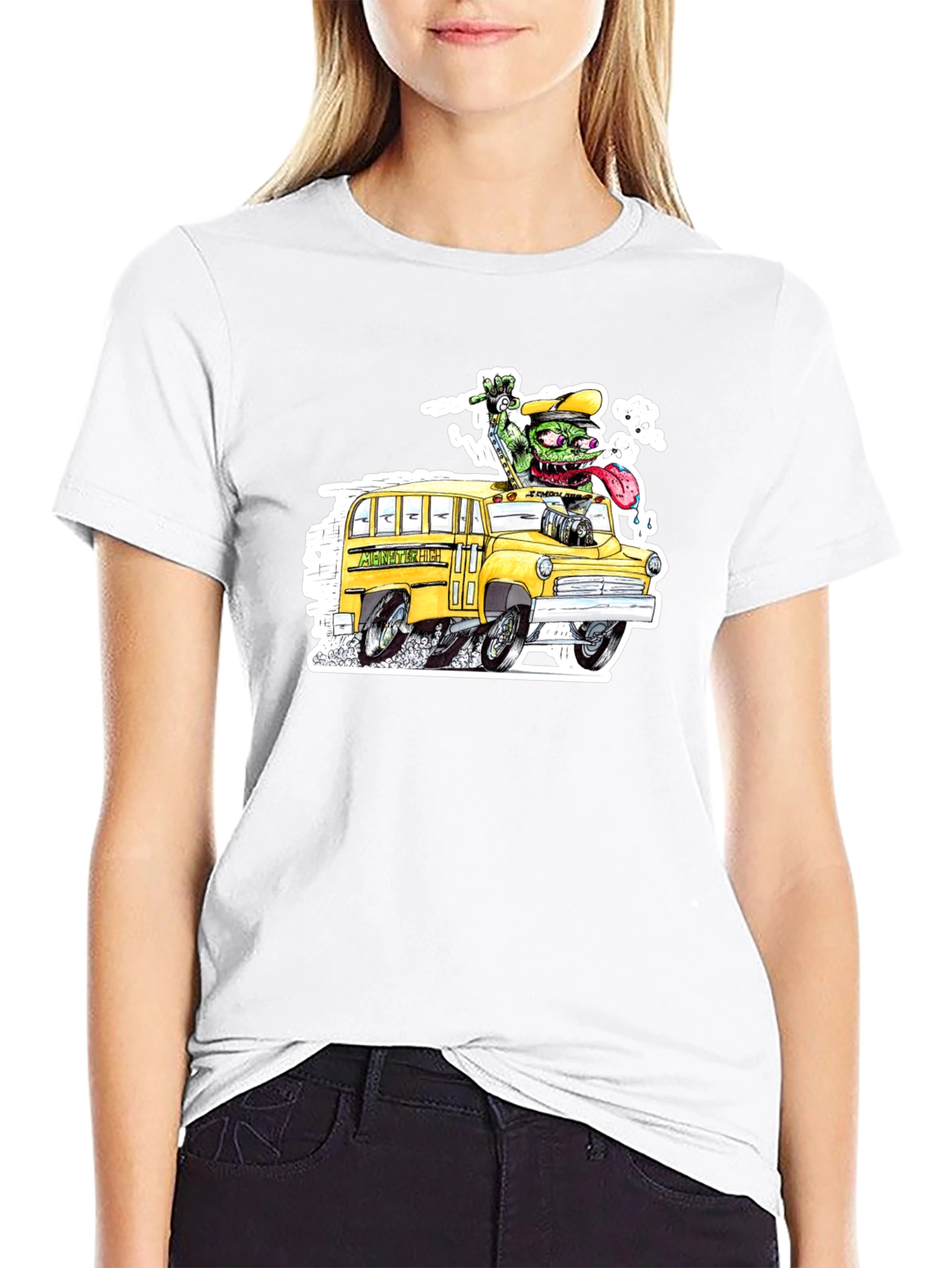 Black Monster School Bus Black T-Shirt view 9
