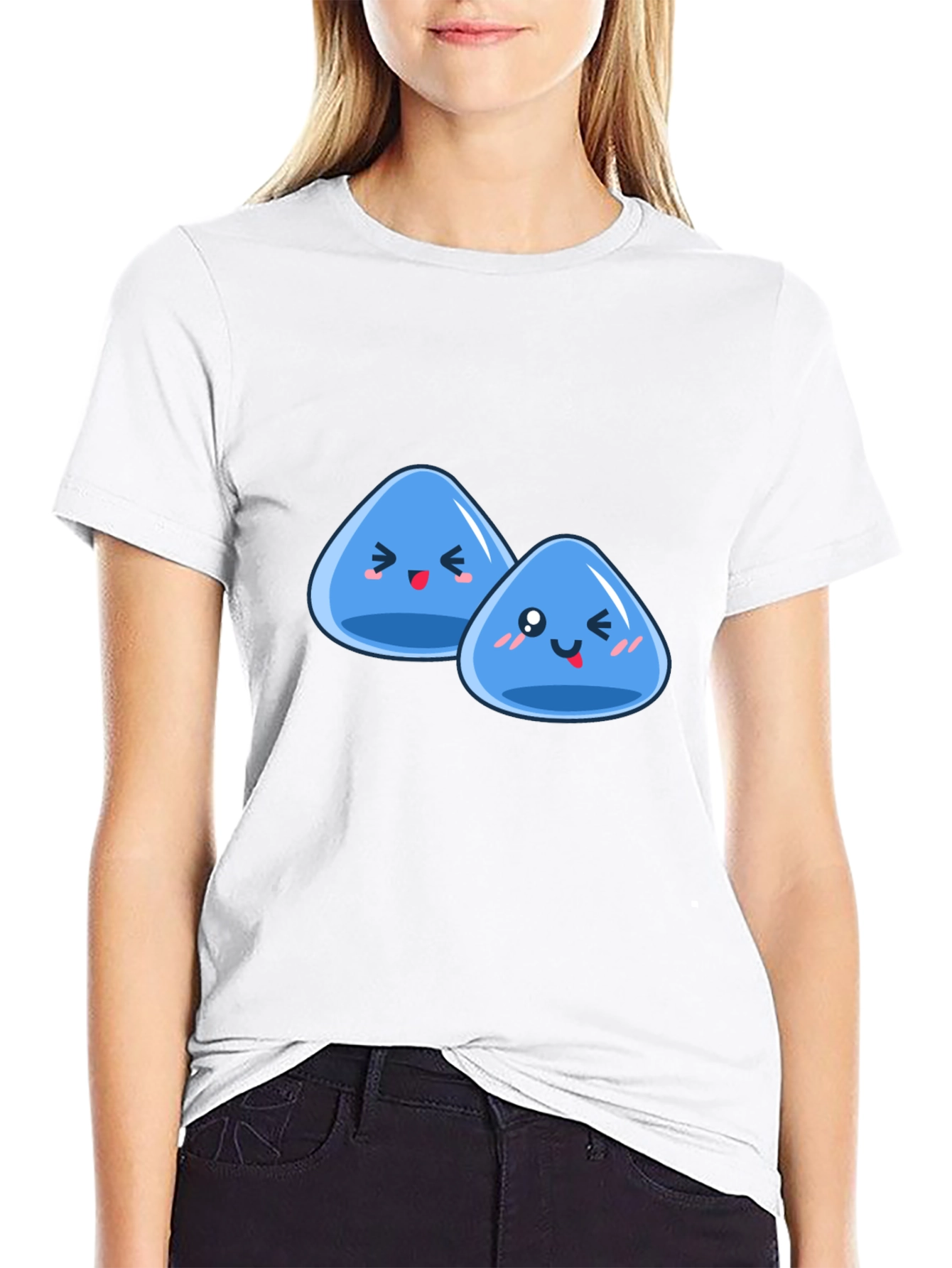 Black Cute Slime Duo Graphic T-Shirt view 9