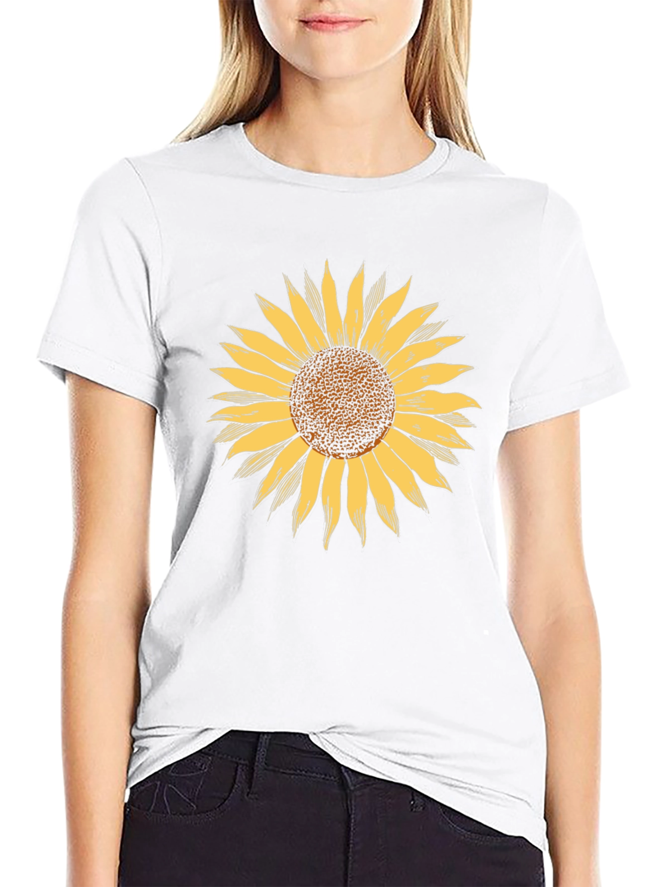 Black Sunflower Graphic Print Black T-Shirt view 9