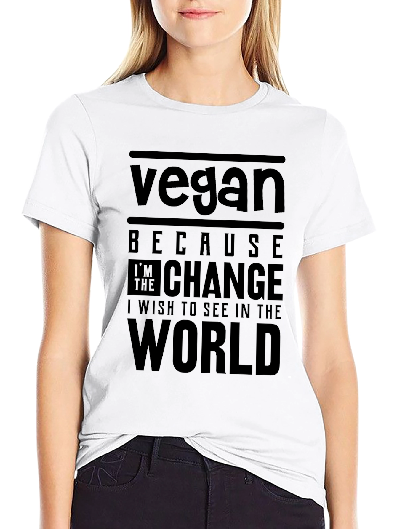Black Vegan Quote T-Shirt - Change the World view 9