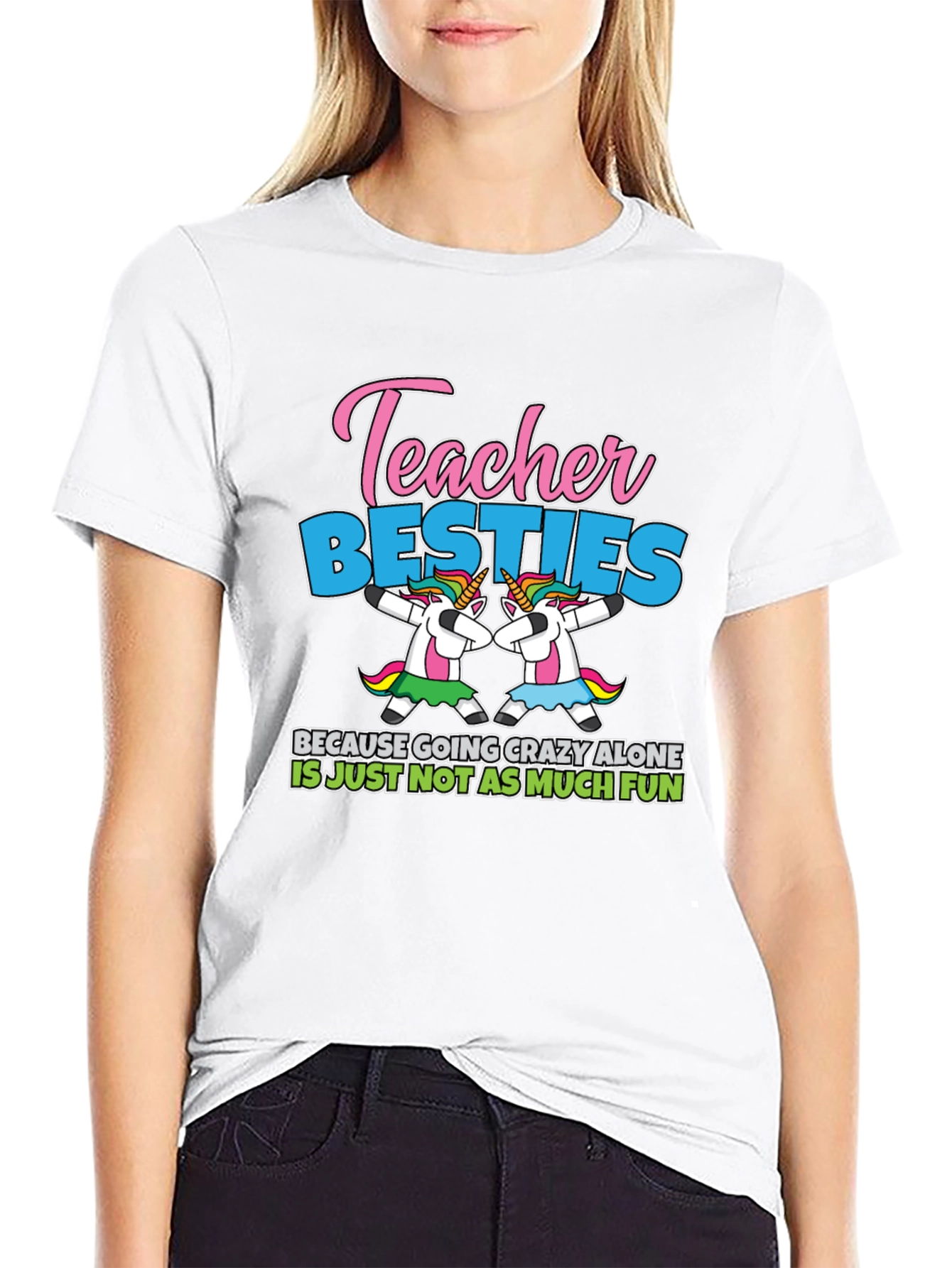 Black Teacher Besties Unicorn T-Shirt view 9