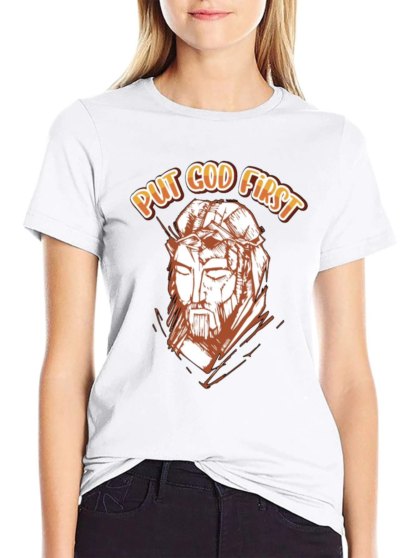 Black Put God First Graphic Tee - Religious T-Shirt view 9