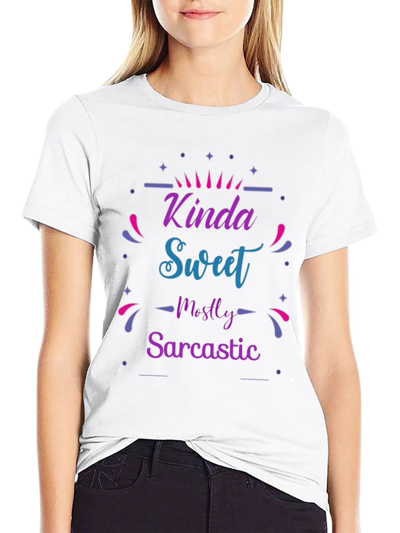 Black Kinda Sweet Mostly Sarcastic Graphic T-Shirt view 9