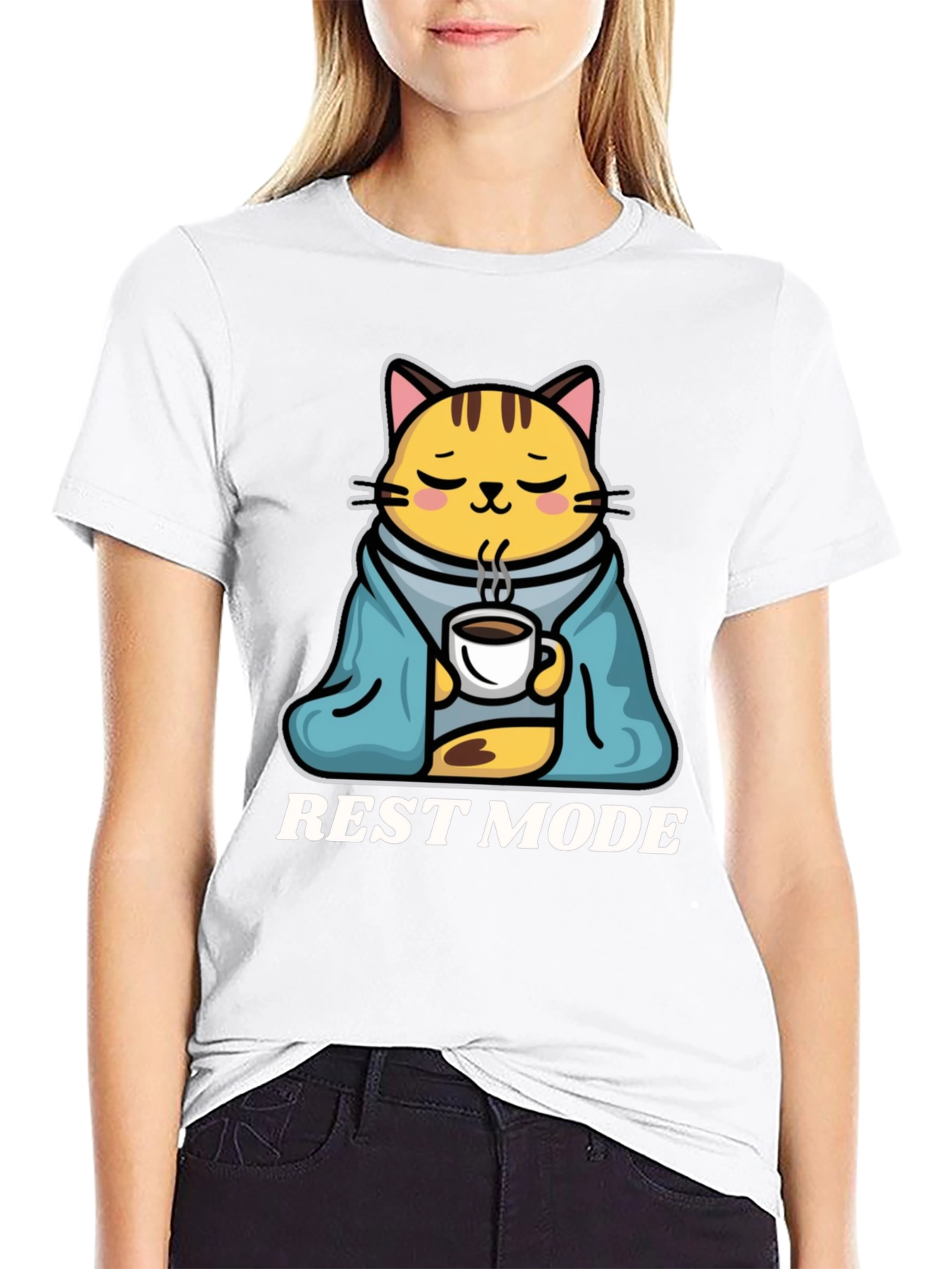Black Rest Mode Cat T-Shirt view 9
