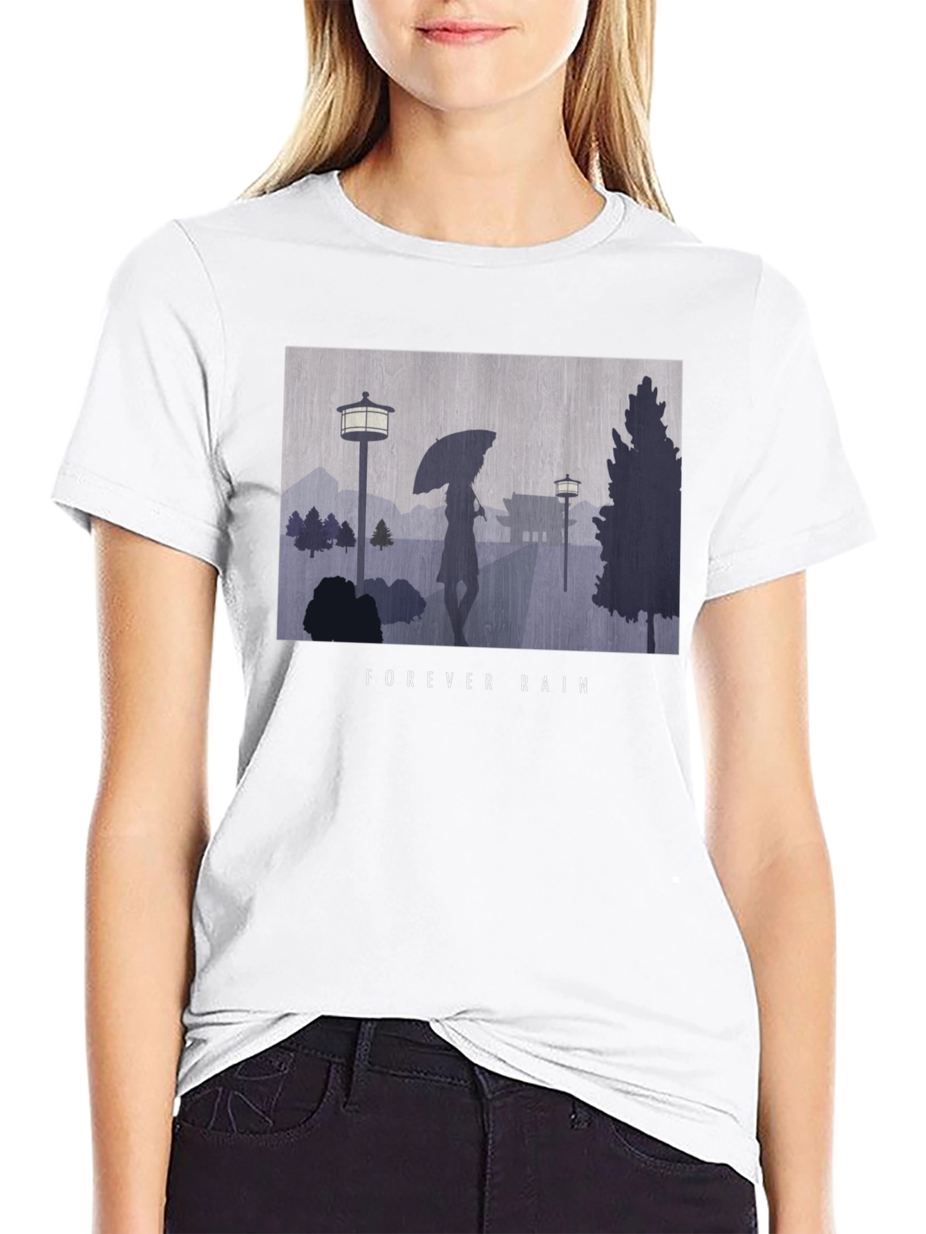 Black Forever Rain Graphic Tee - Unisex Black T-Shirt view 9