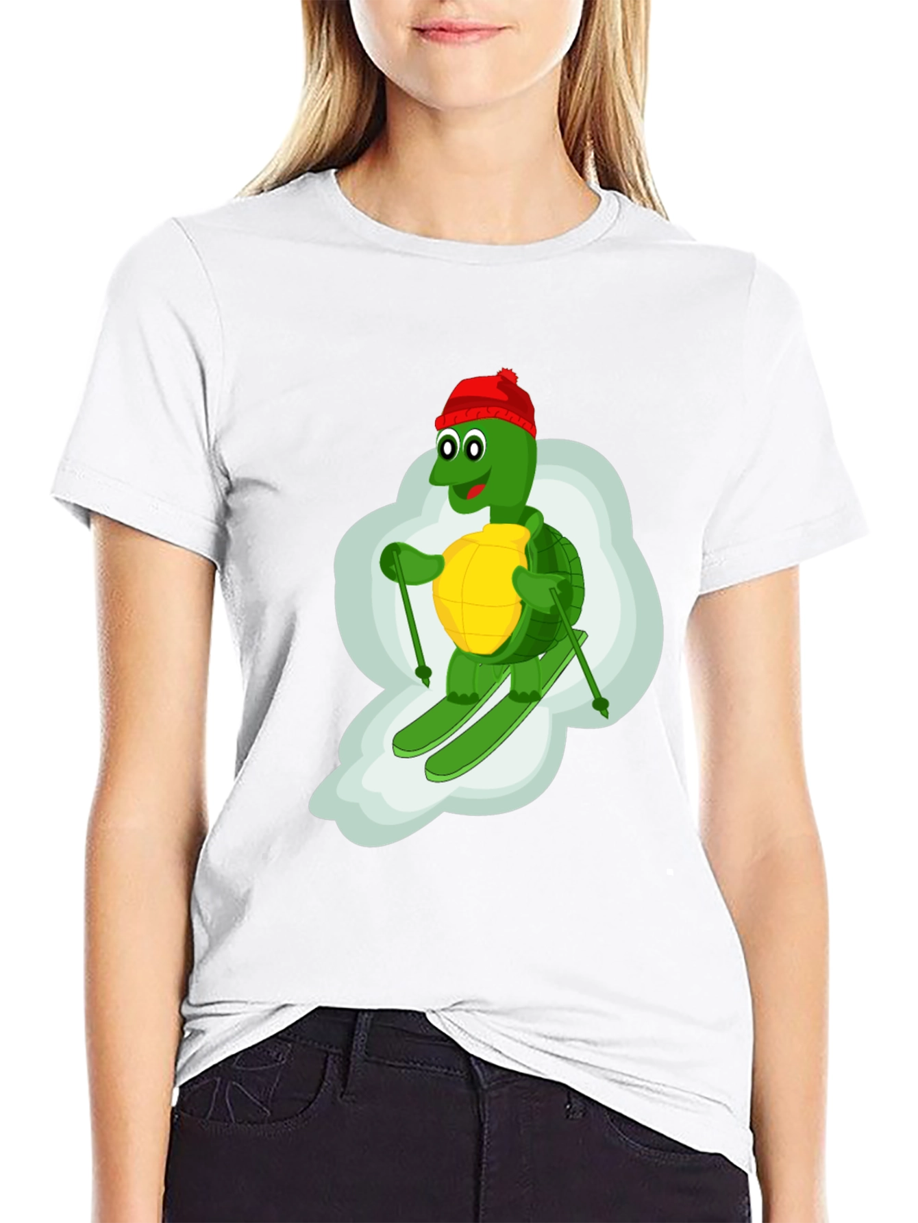 Black Skiing Turtle T-Shirt - Fun Cartoon Graphic Tee view 9