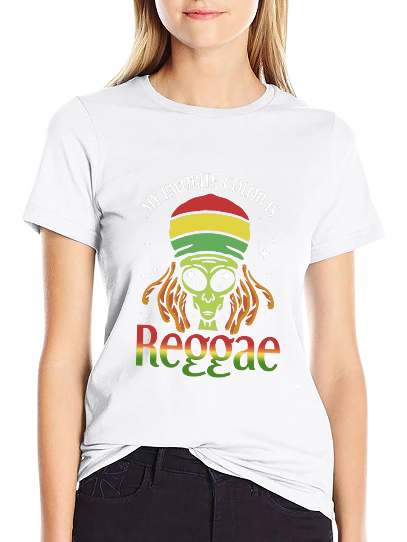 Black Reggae Alien Graphic T-Shirt - My Favorite Color view 9