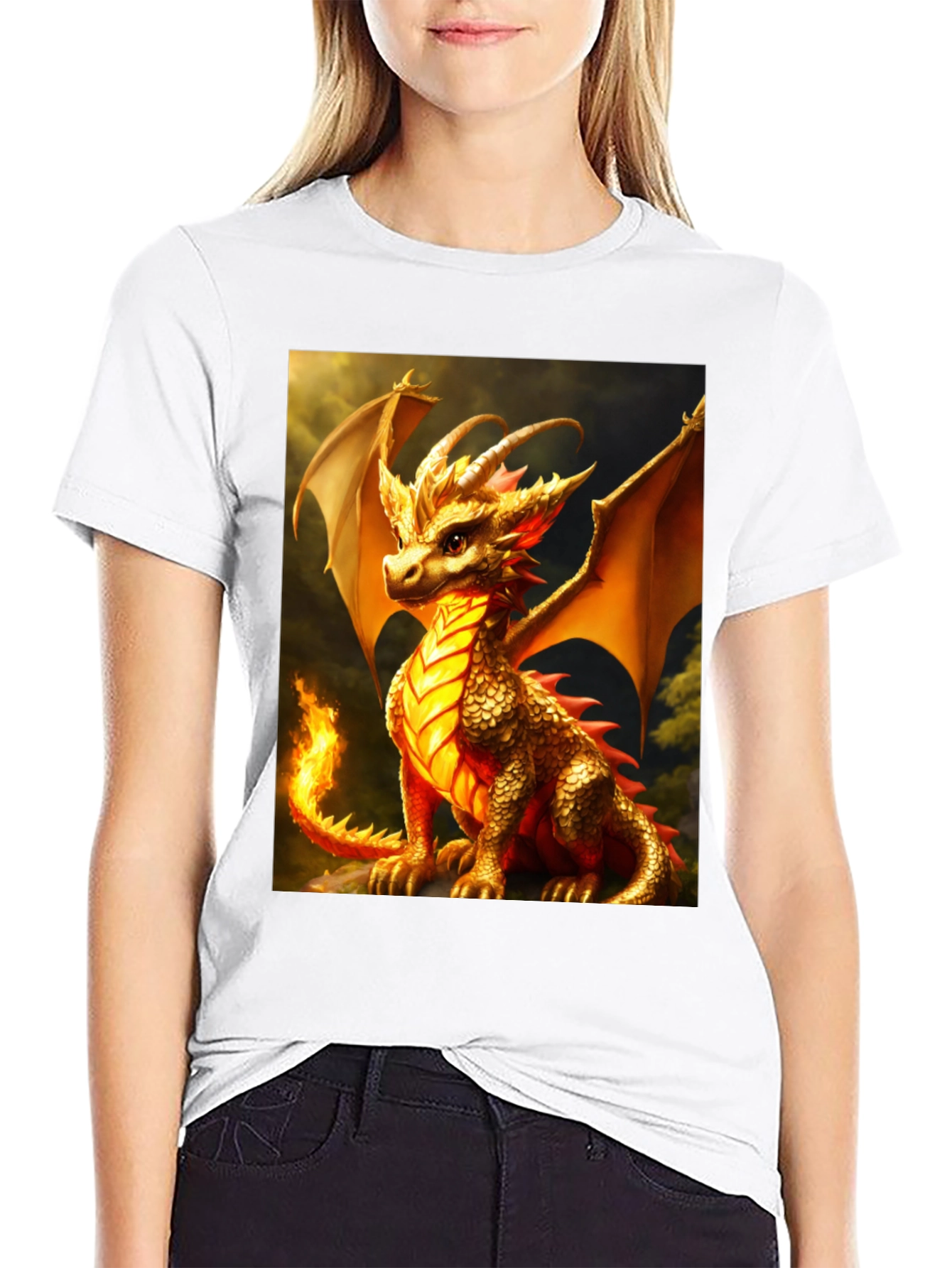 Black Dragon Graphic Tee - Black Cotton Blend T-Shirt view 9