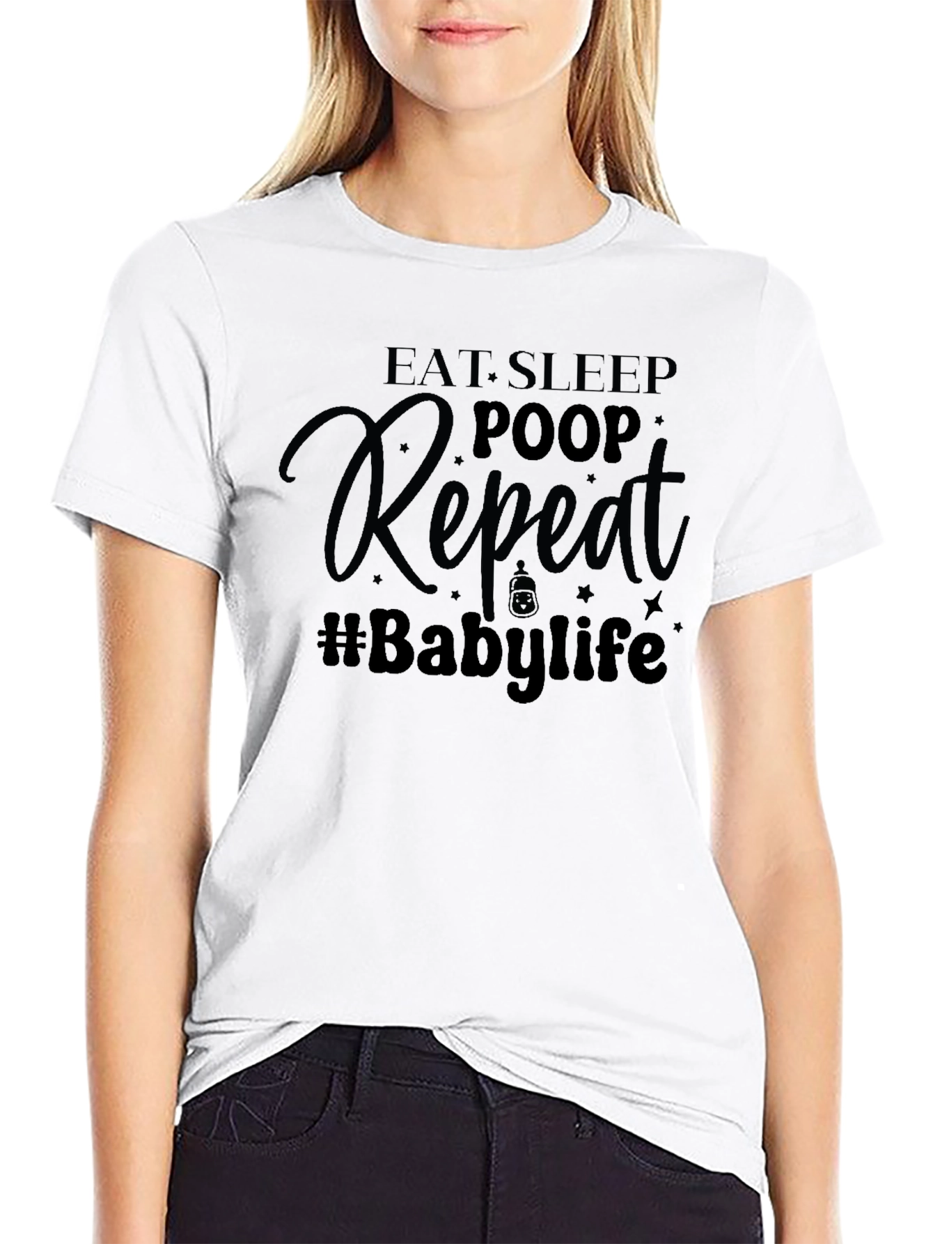 Black Eat Sleep Poop Repeat Baby T-Shirt view 9