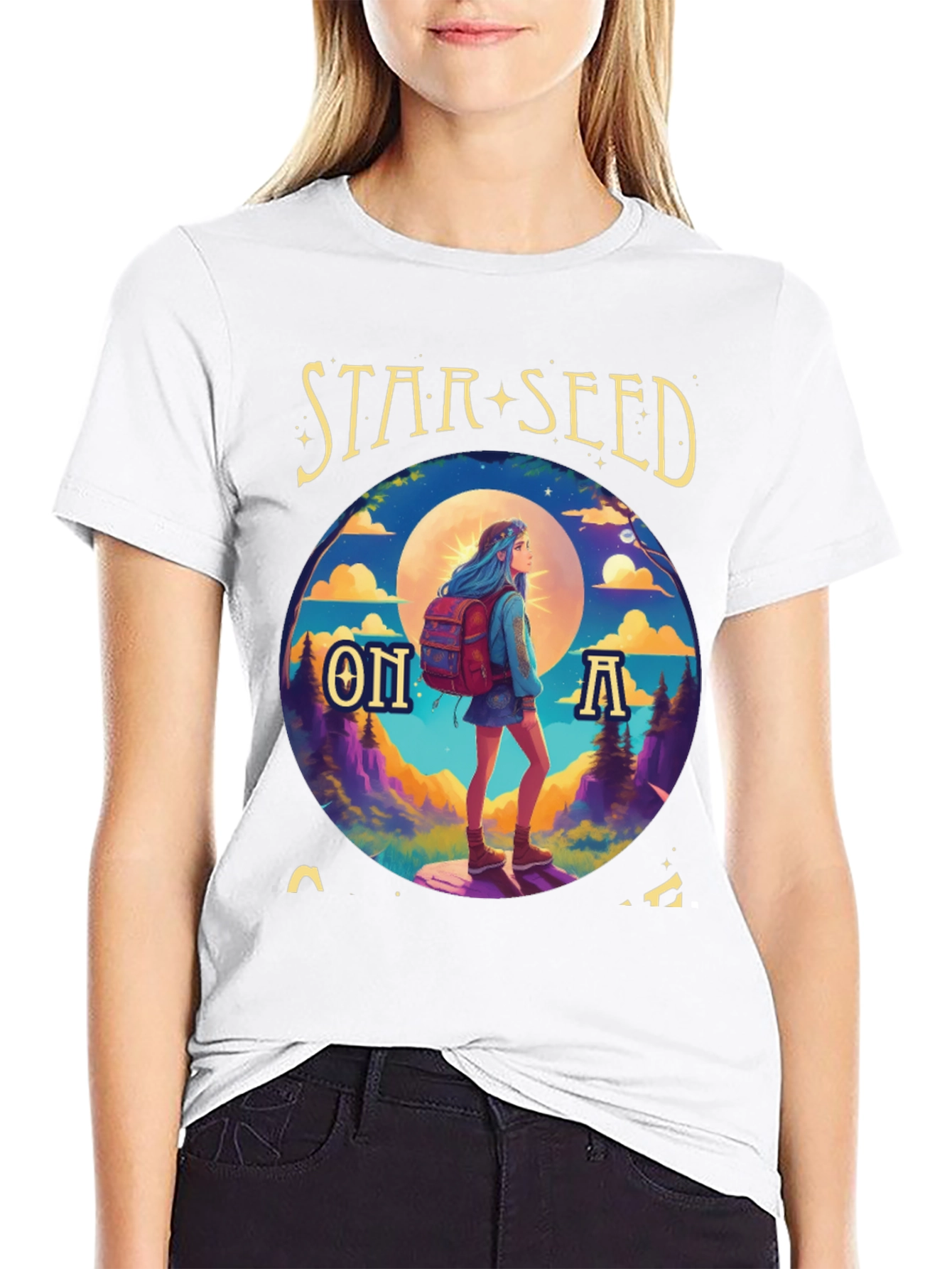 Black Star Seed On A Hike Graphic Tee view 9