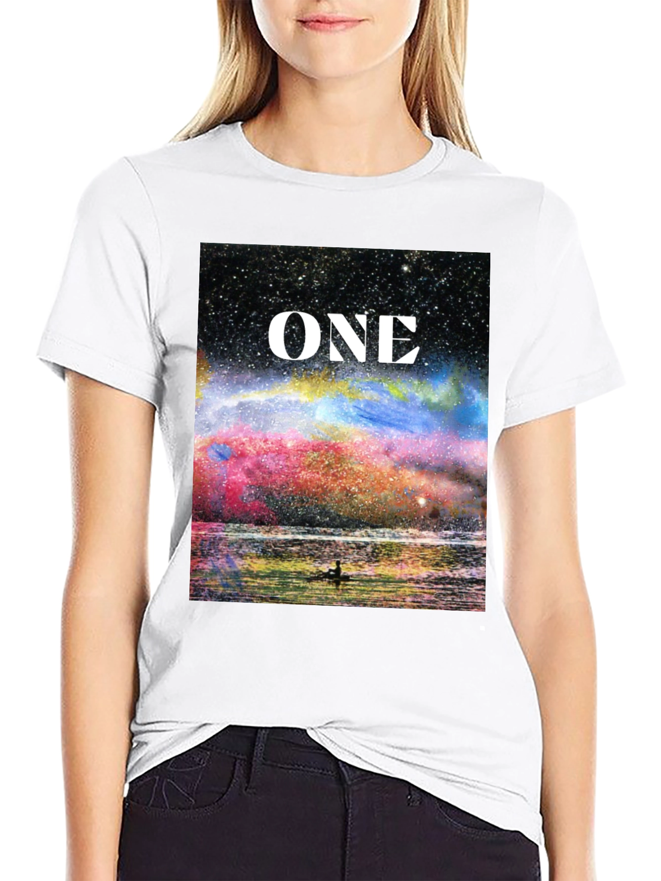 Black One Galaxy T-Shirt - Celestial Design Black Tee view 9