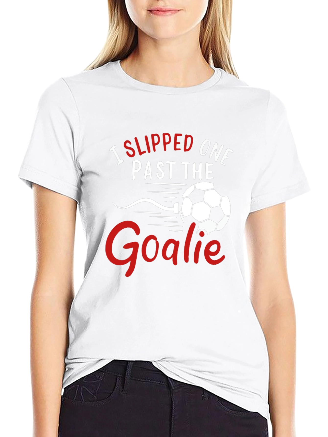 Black Funny Soccer T-Shirt: I Slipped One Past The Goalie view 9