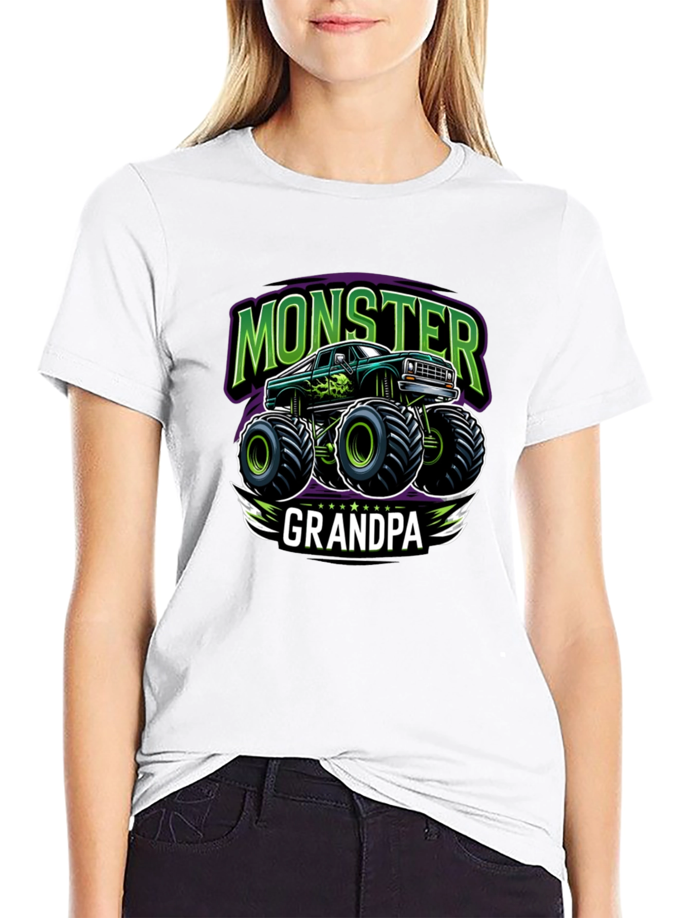 Black Monster Truck Grandpa T-Shirt view 9