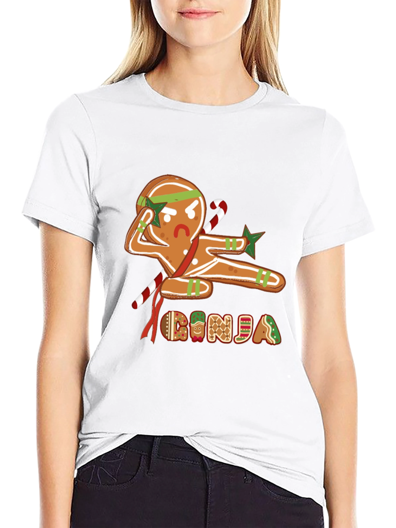 Black Gingerbread Ninja Graphic T-Shirt - Holiday Fun view 9