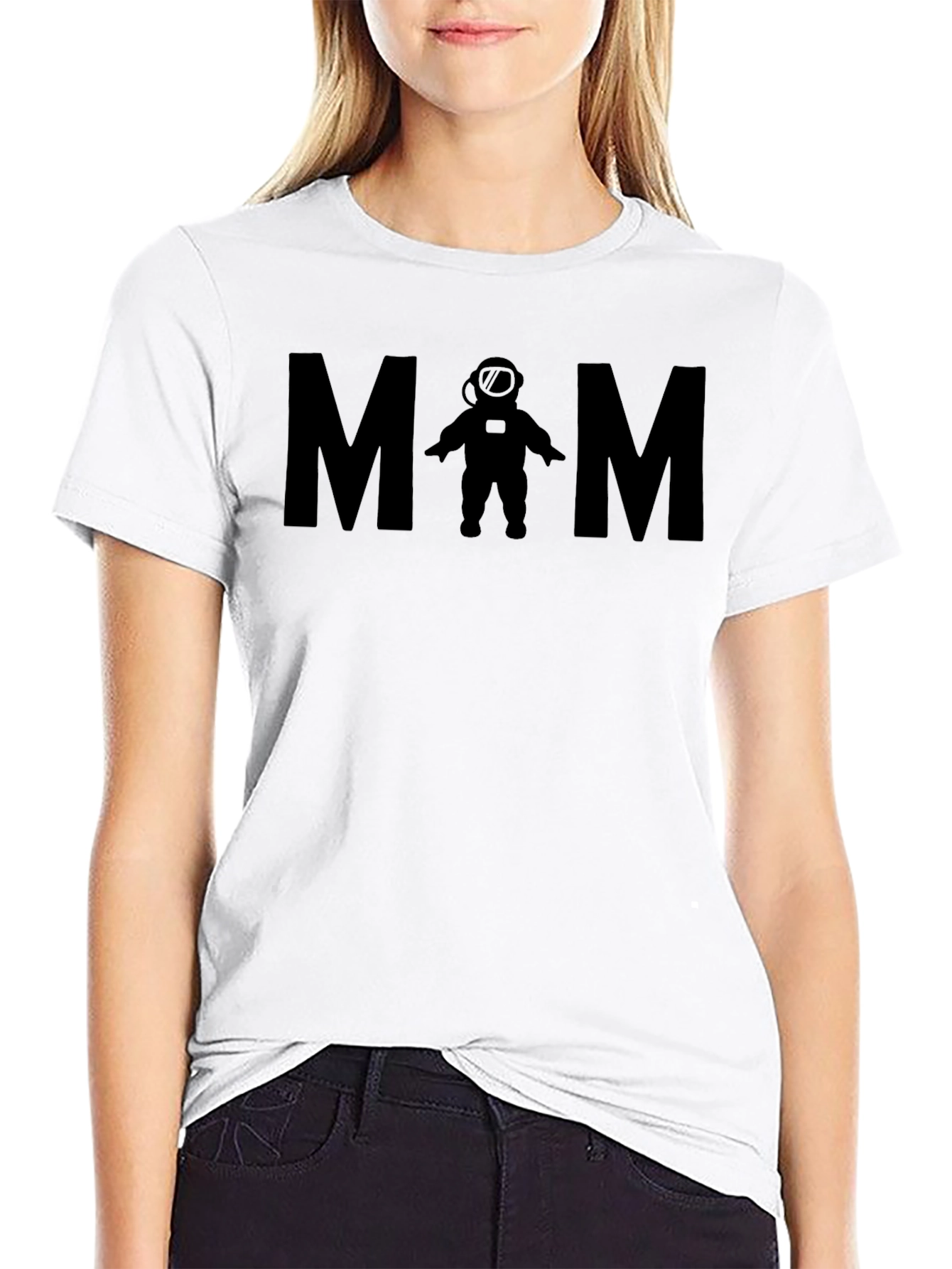 Black Astronaut Mom Black T-Shirt view 9
