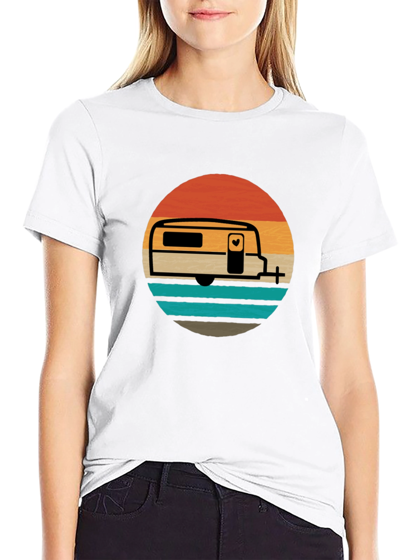 Black Retro Camper Van Graphic Tee - Adventure Awaits! view 9