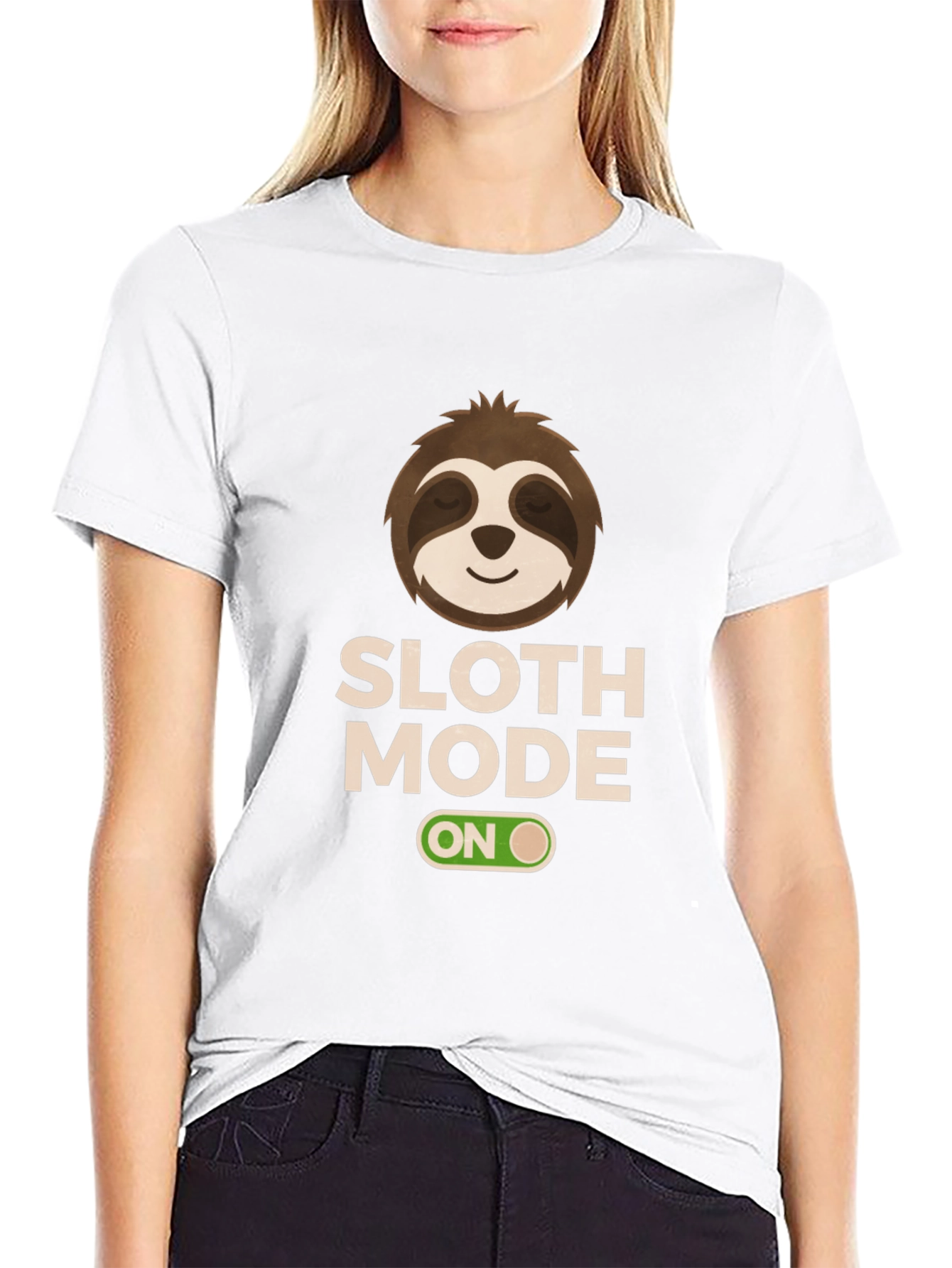 Black Sloth Mode On Black T-Shirt view 9