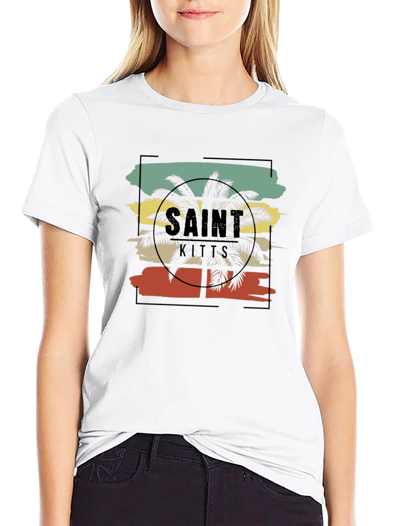 Black Saint Kitts Palm Tree Graphic Tee view 9