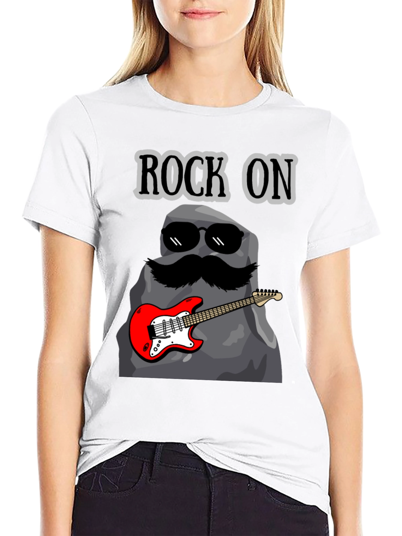 Black Rock On Graphic Tee - Funny Music Lover T-Shirt view 9