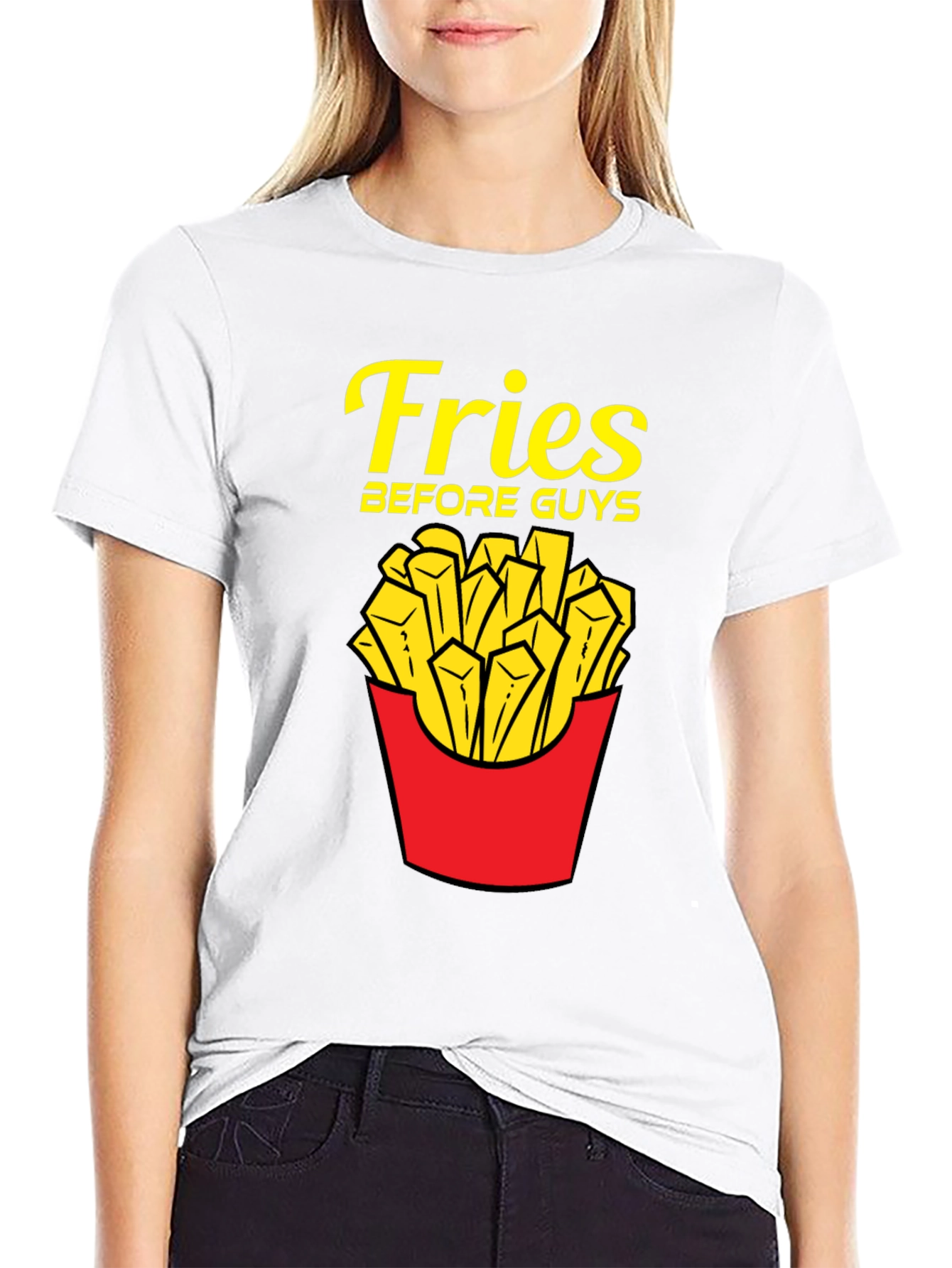 Black Fries Before Guys T-Shirt - Funny Foodie Tee view 9