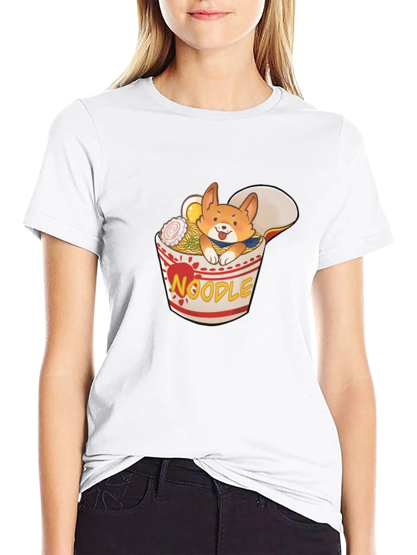 Black Noodle Corgi T-Shirt - Ramen Dog Tee view 9