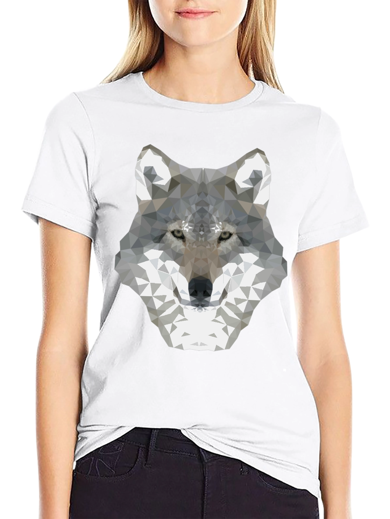 Black Geometric Wolf Graphic Tee - Modern Style view 9