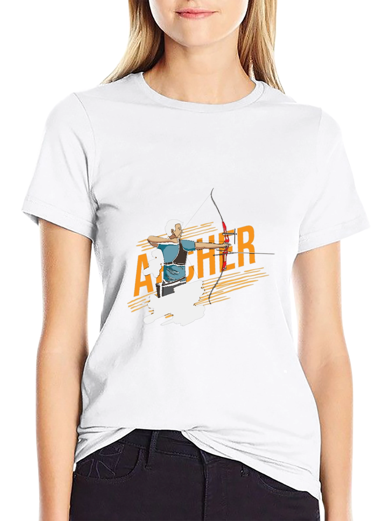 Black Archer Graphic T-Shirt - Sporty Tee for Men view 9