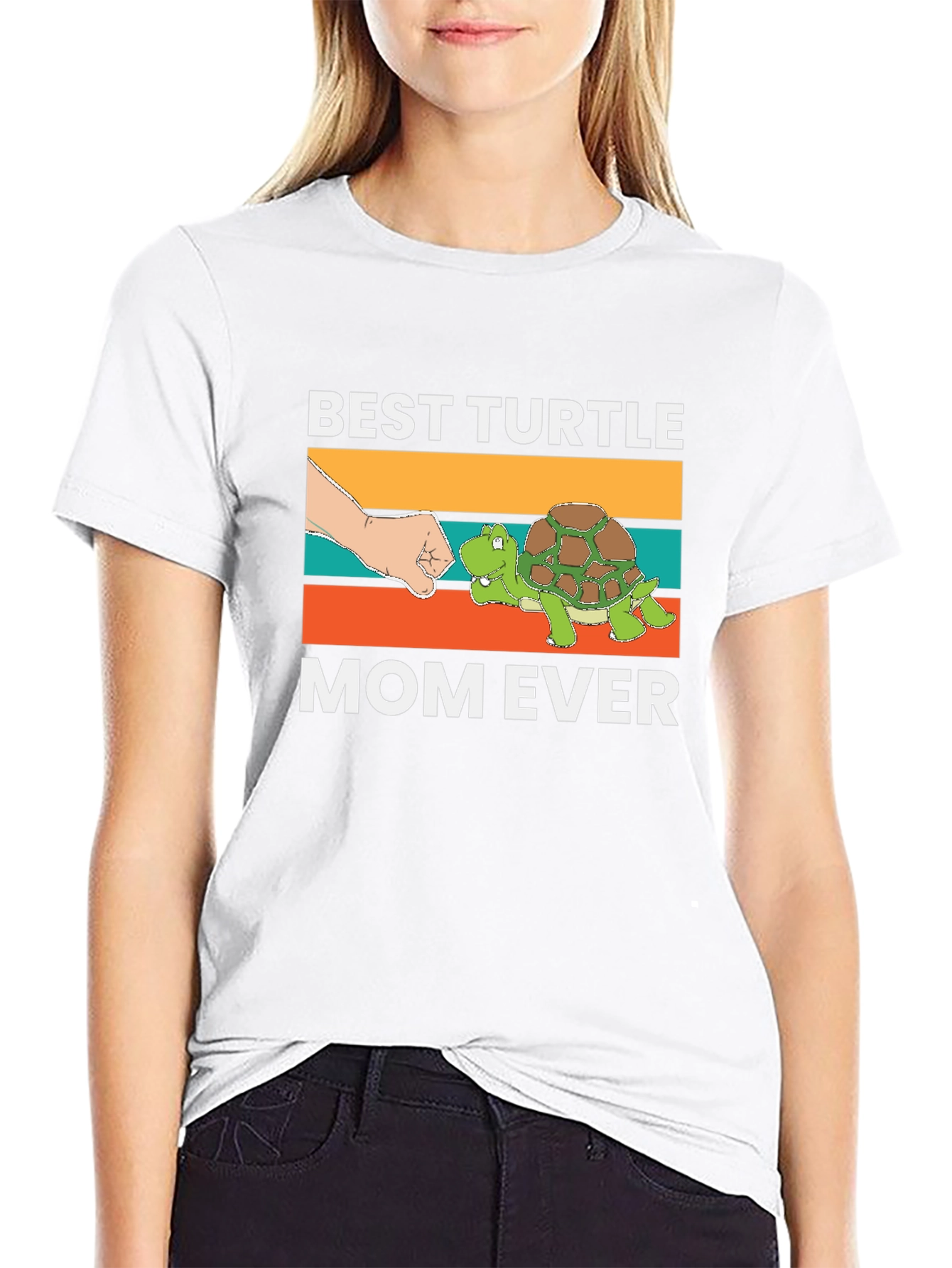 Black Best Turtle Mom Ever T-Shirt view 9