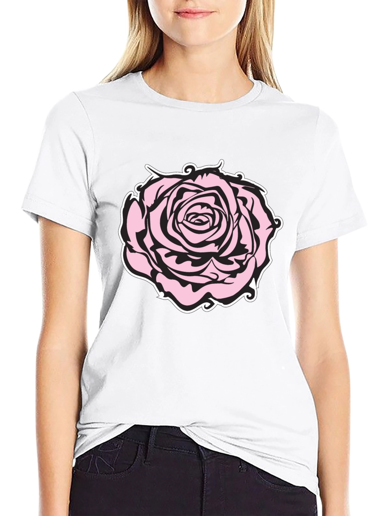 Black Rose Graphic Black T-Shirt view 9