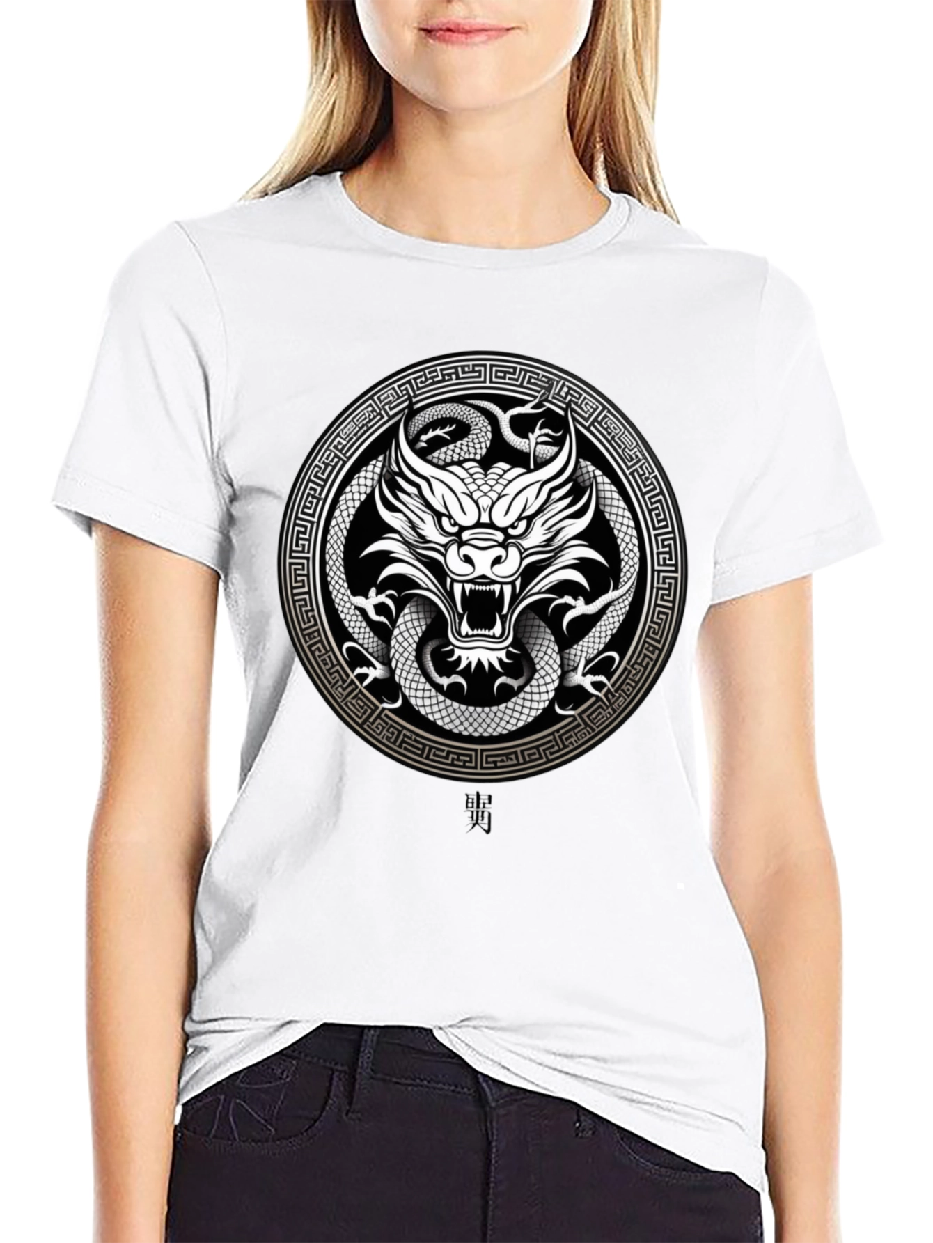 Black Dragon and Snake Graphic Tee - Black view 9
