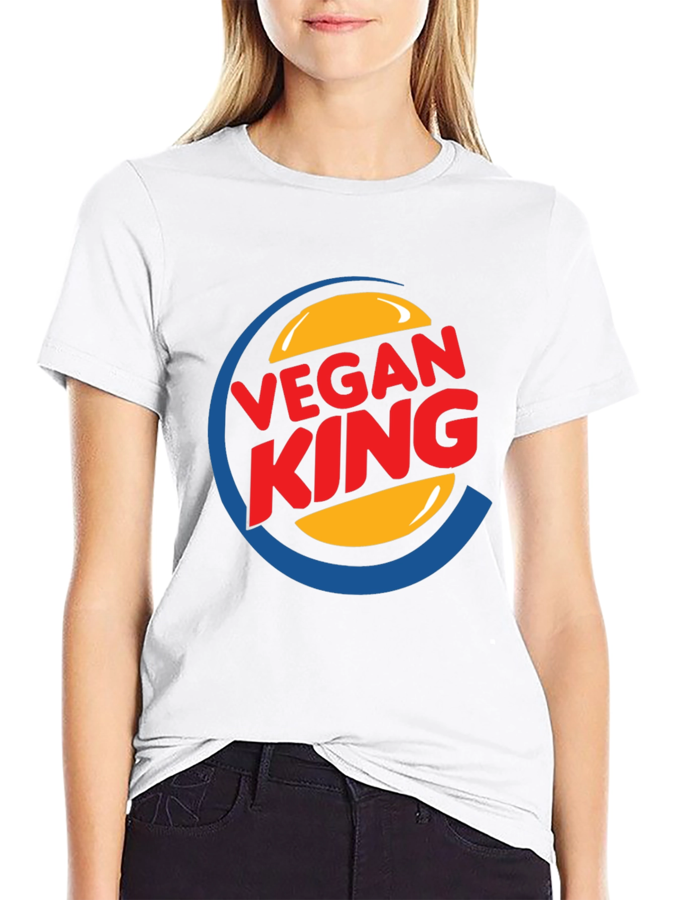 Black Vegan King Graphic Tee - Black Cotton Blend view 9