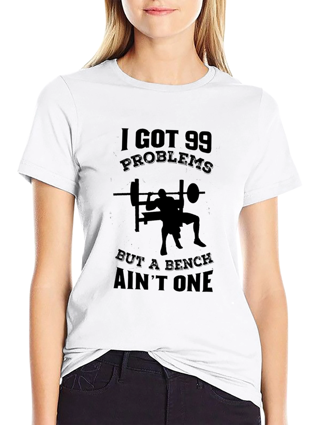 Black 99 Problems Bench Ain't One T-Shirt view 9