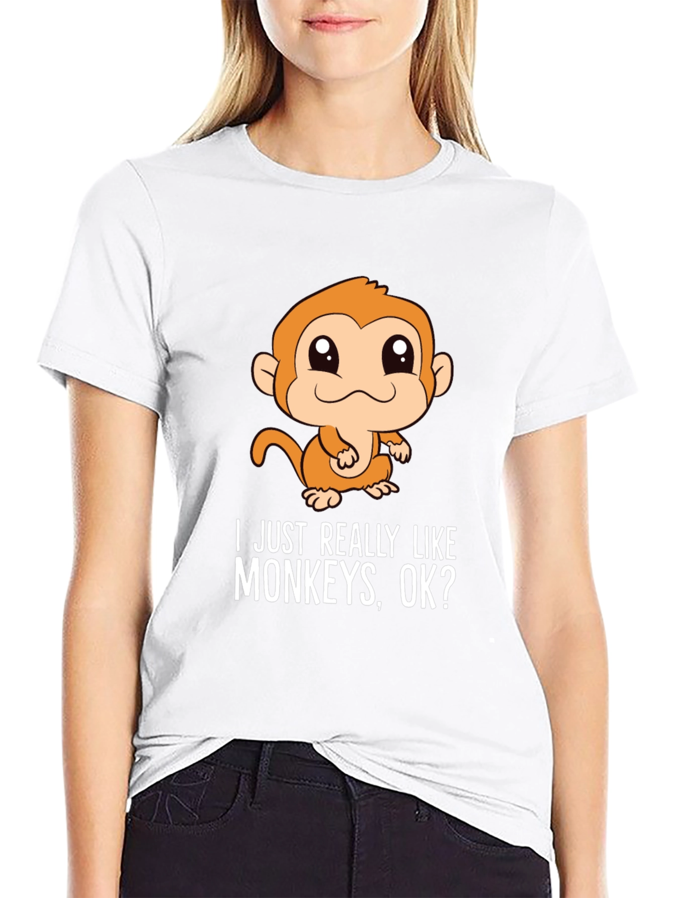 Black Funny Monkey T-Shirt - I Just Really Like Monkeys, OK? view 9