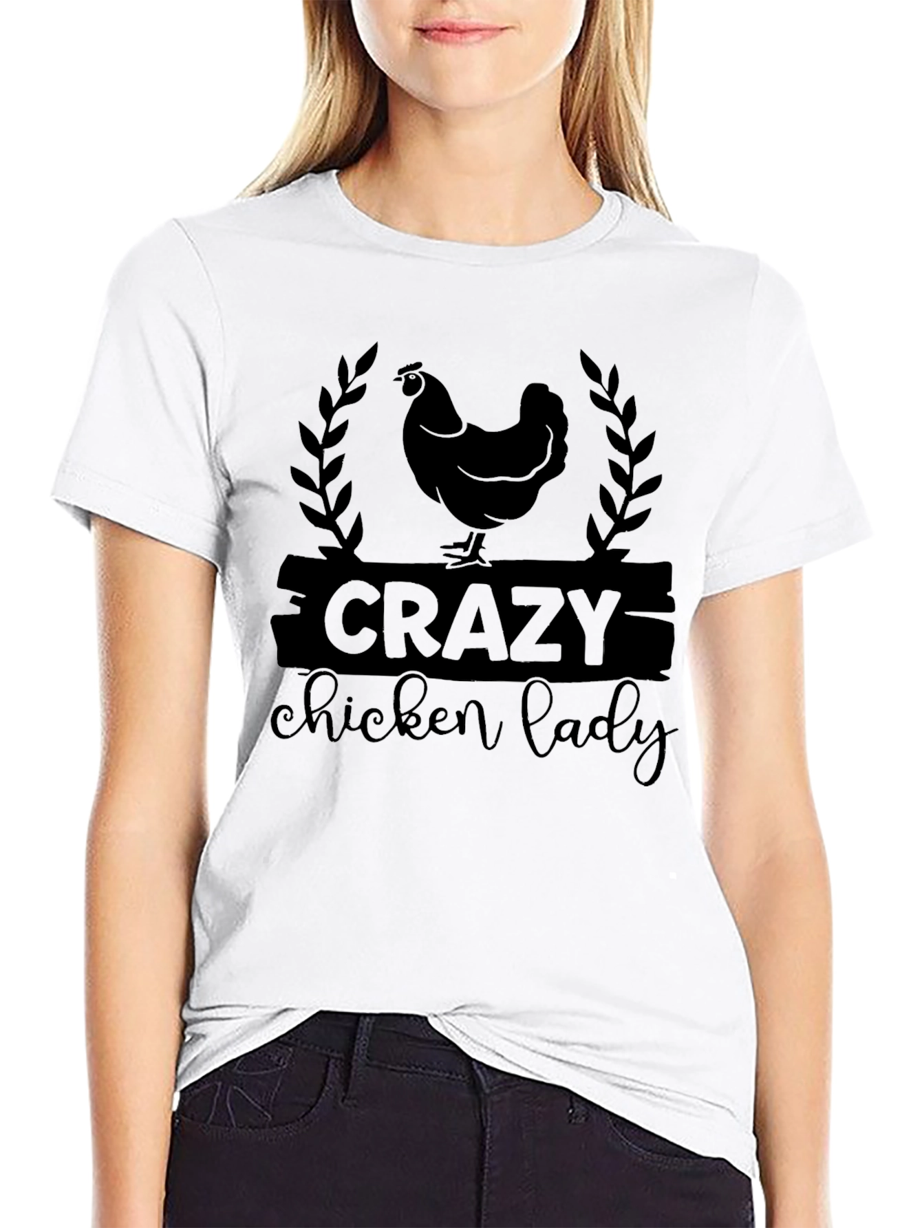 Black Crazy Chicken Lady T-Shirt view 9
