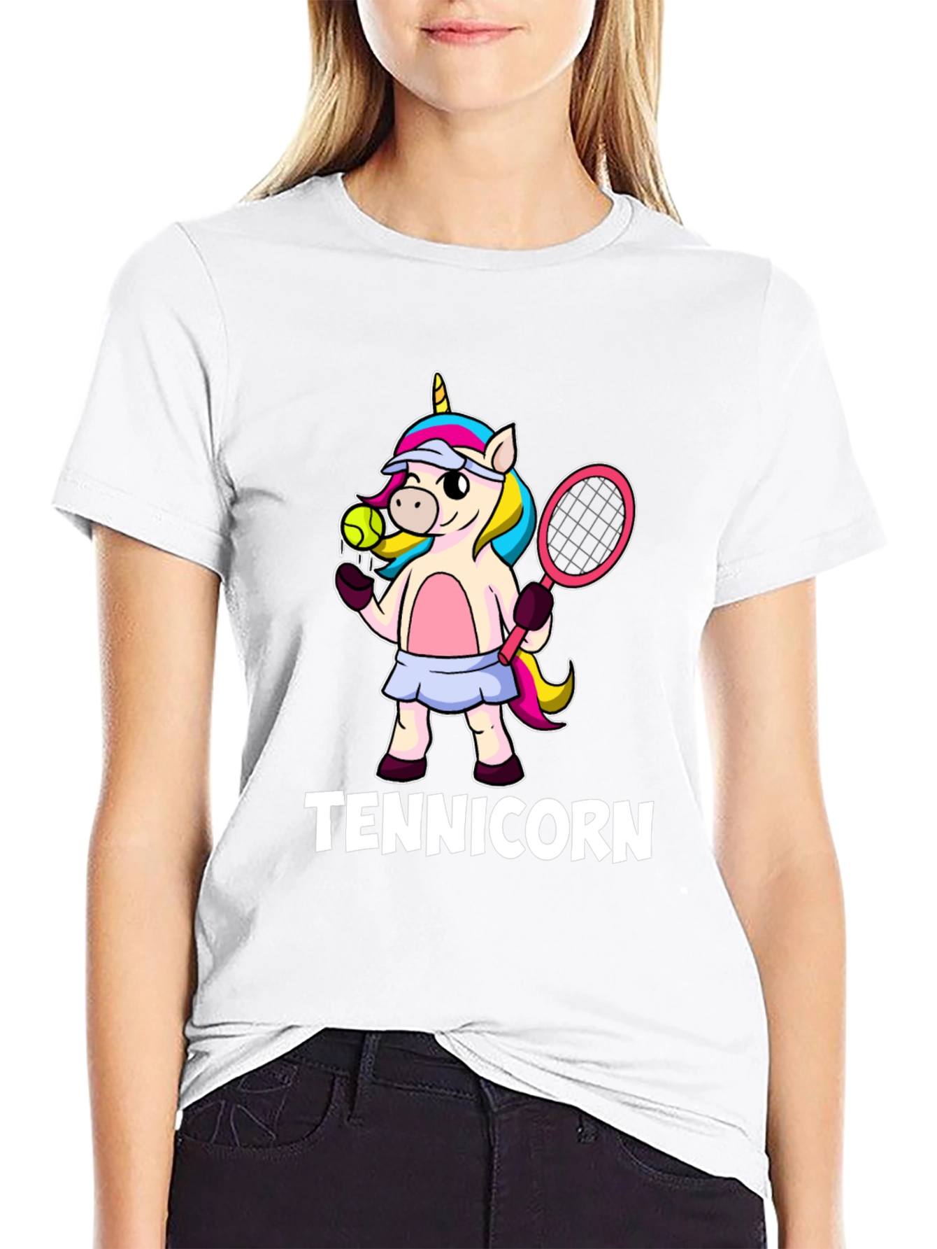Black Tennicorn Graphic T-Shirt - Tennis Unicorn view 9