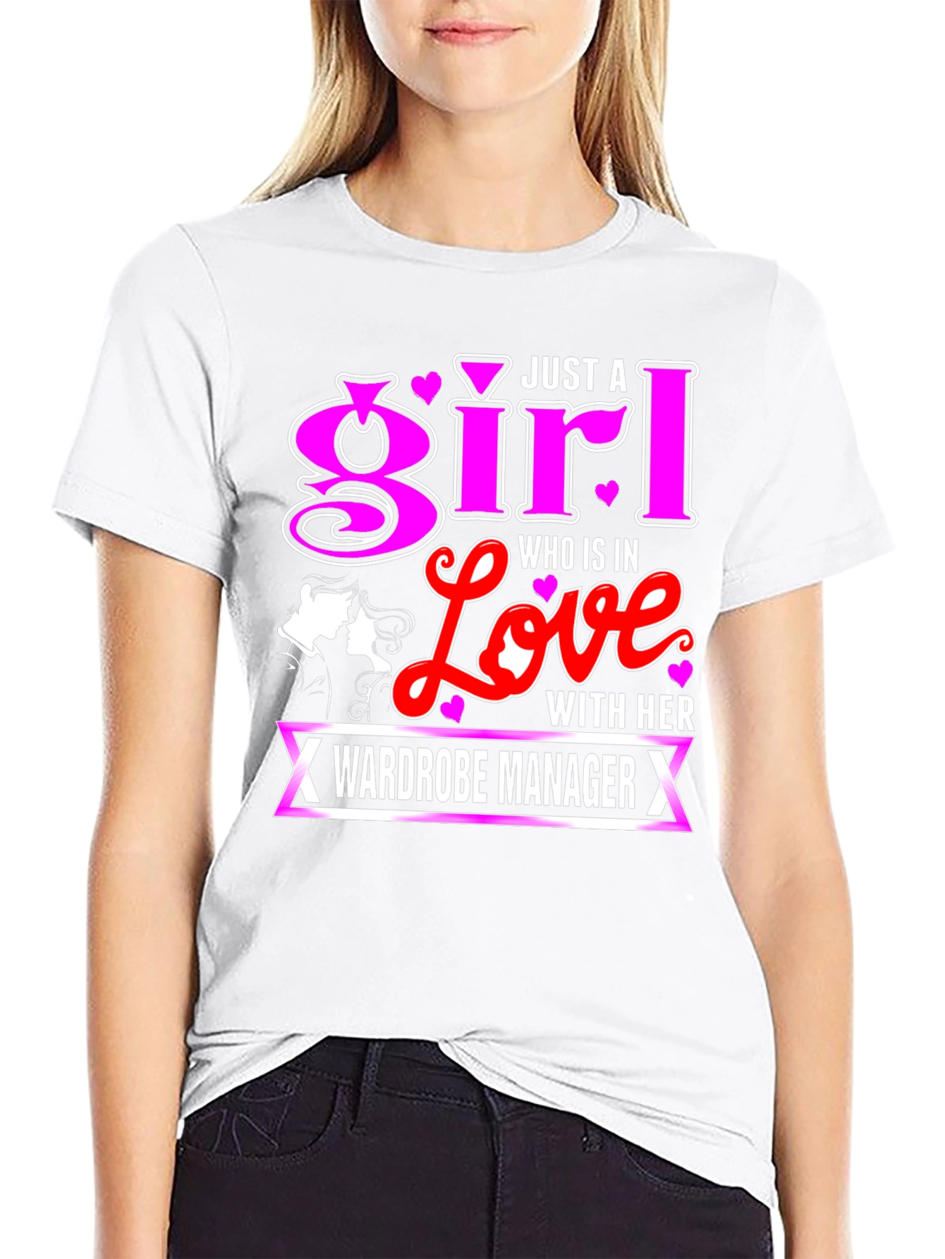 Black Wardrobe Manager Girl in Love Graphic T-Shirt view 9