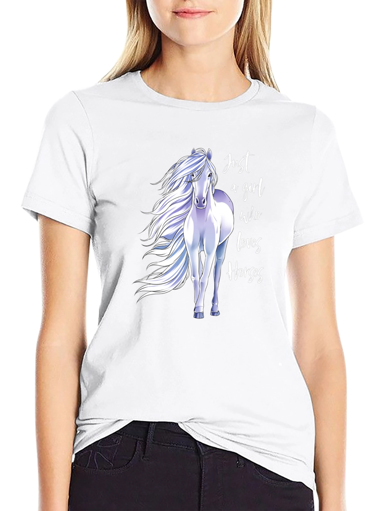 Black Just A Girl Who Loves Horses Graphic Tee - Black view 9