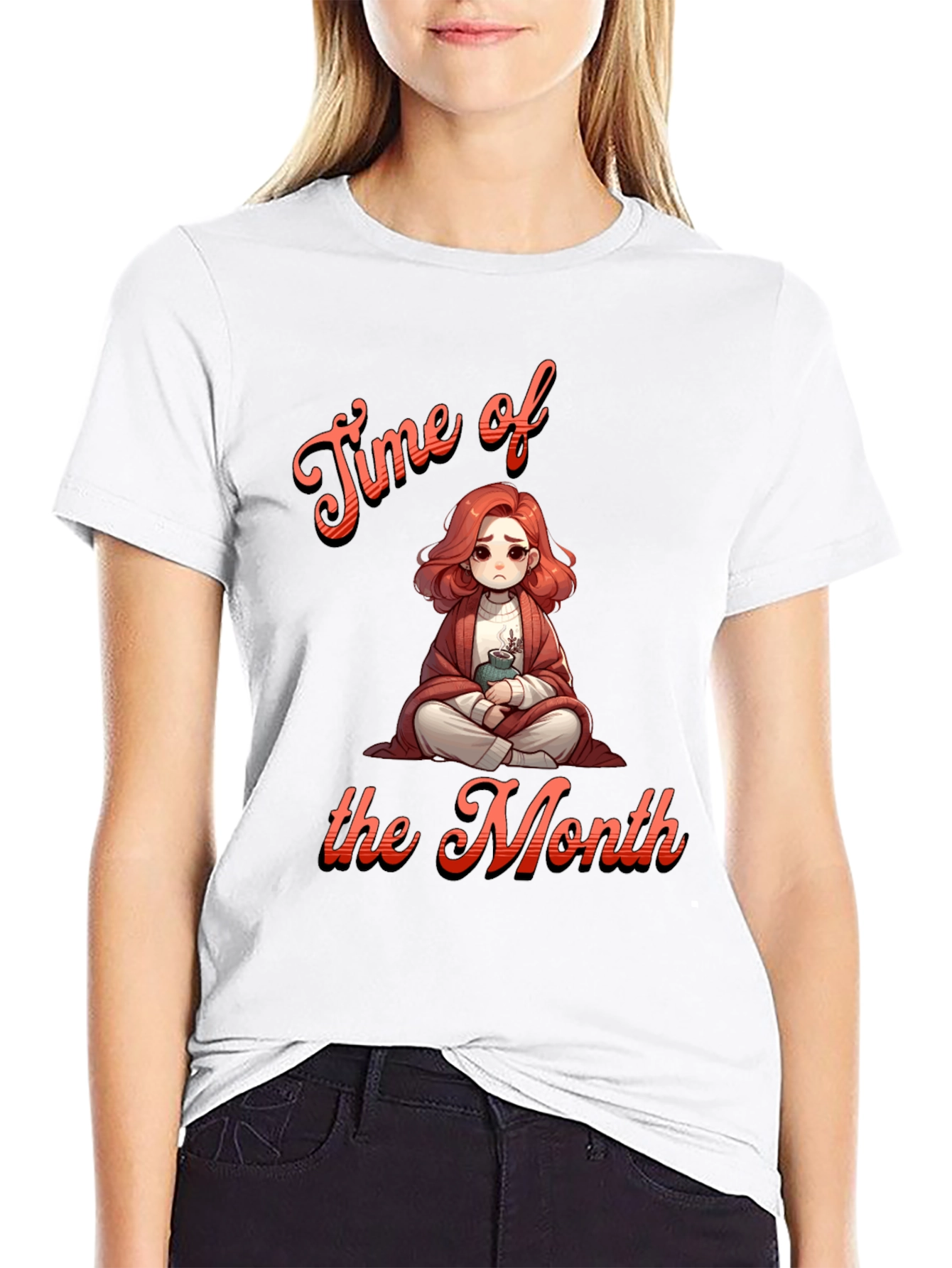 Black Time of the Month Graphic T-Shirt Funny Period Tee view 9